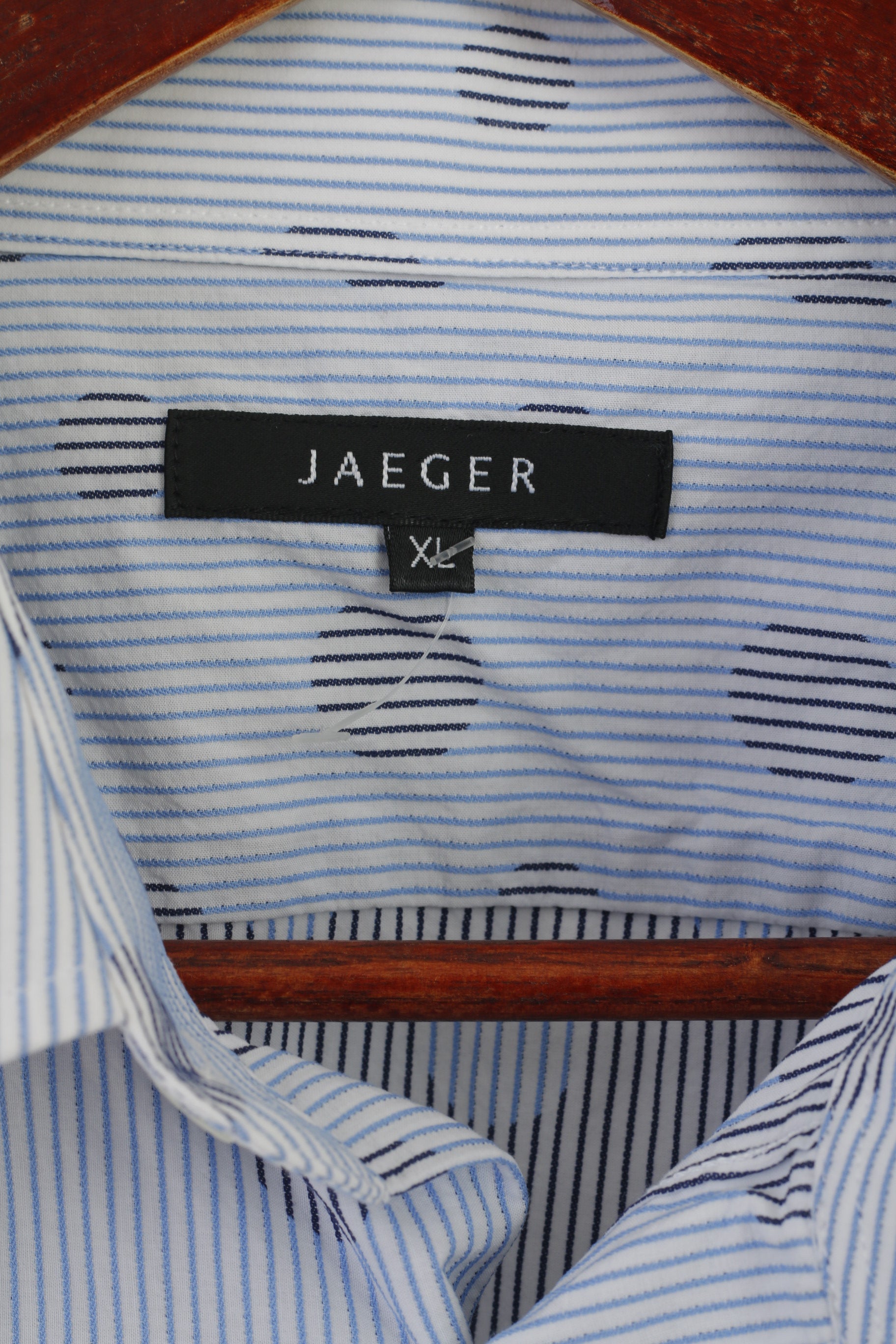Jaeger Hommes XL Chemise décontractée Bleu Rayé Pois Coton Haut à manches longues