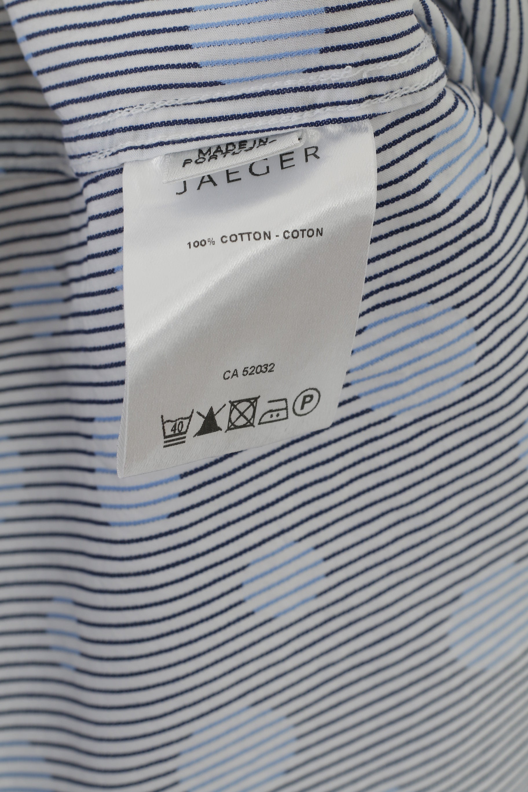 Jaeger Hommes XL Chemise décontractée Bleu Rayé Pois Coton Haut à manches longues