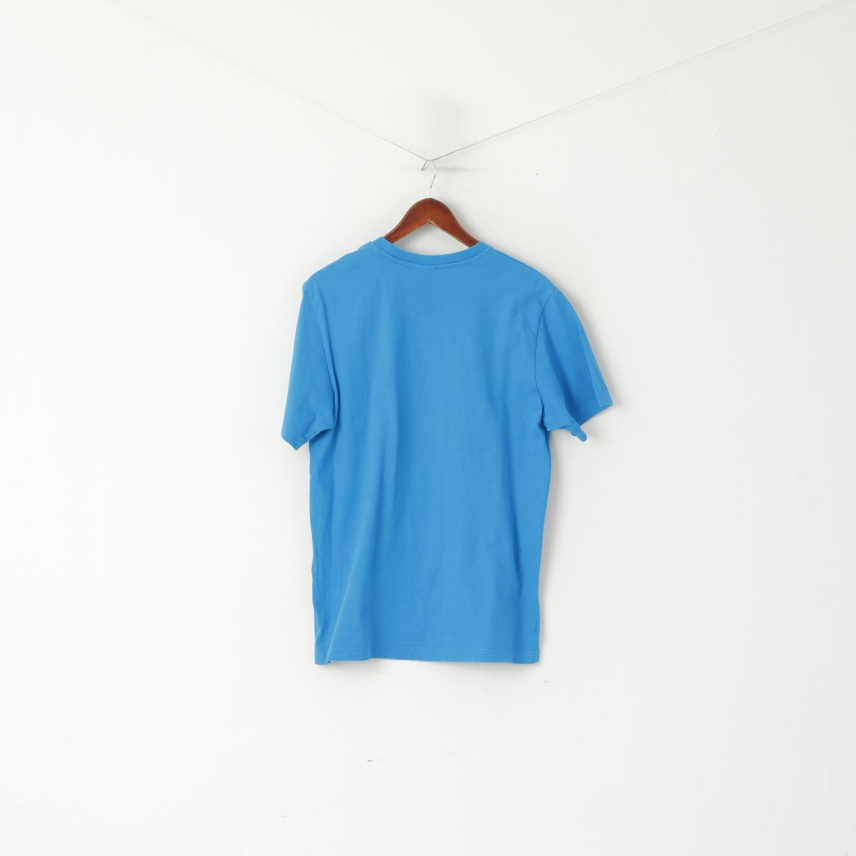 Adidas Men L T- Shirt Blue Cotton Graphic Headphones Crew Neck Sport Top
