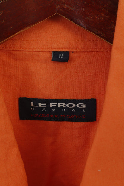 Le Frog Men M Casual Shirt Orange Cotton Durable Quality Short Sleeve Top