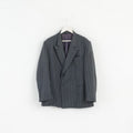 Royce Men 52 Blazer Giacca vintage monopetto in misto lana a righe grigie