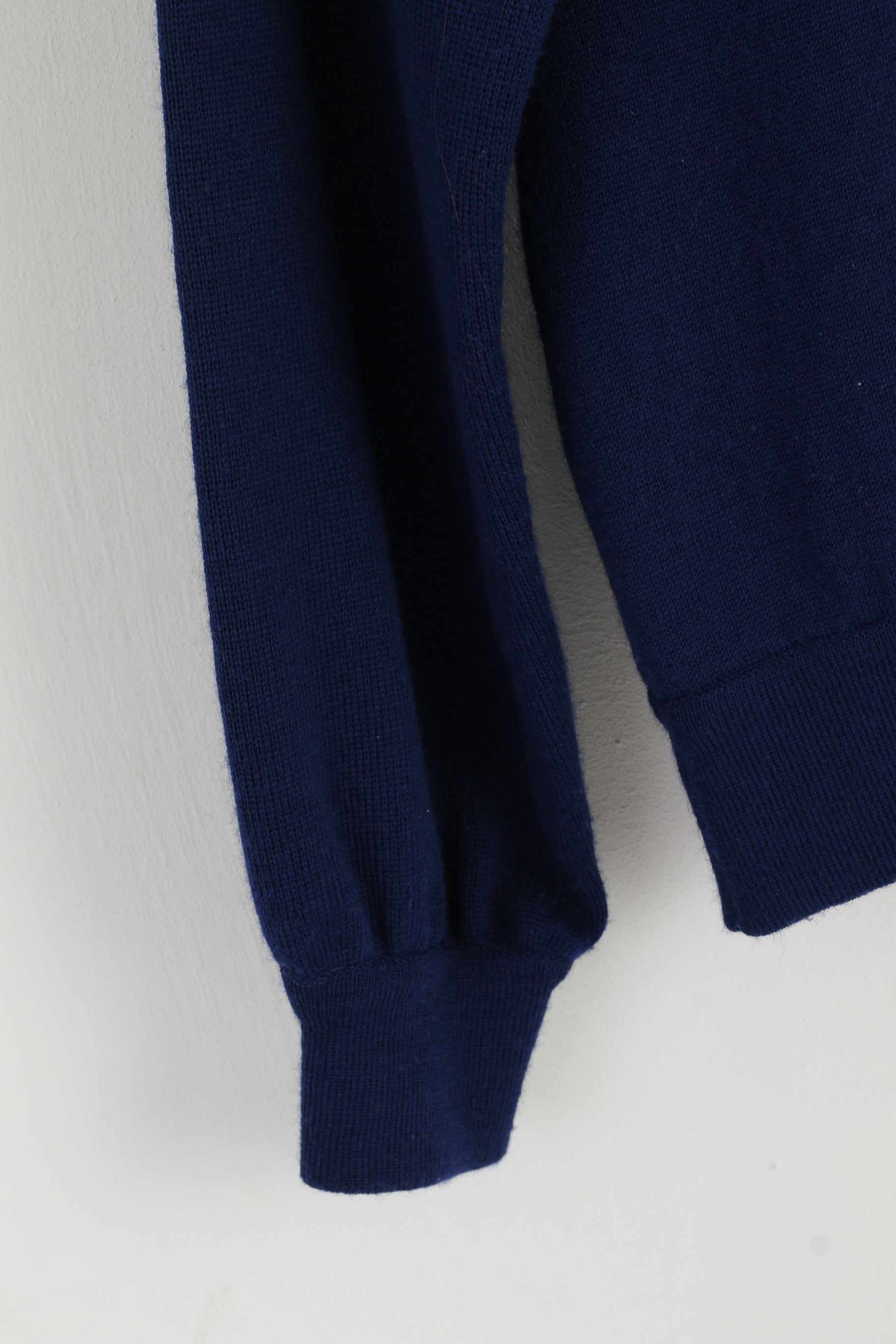 Ivanhoe Women L (M) Jumper Navy Wool Blend Vintage Suède Pull à col rond