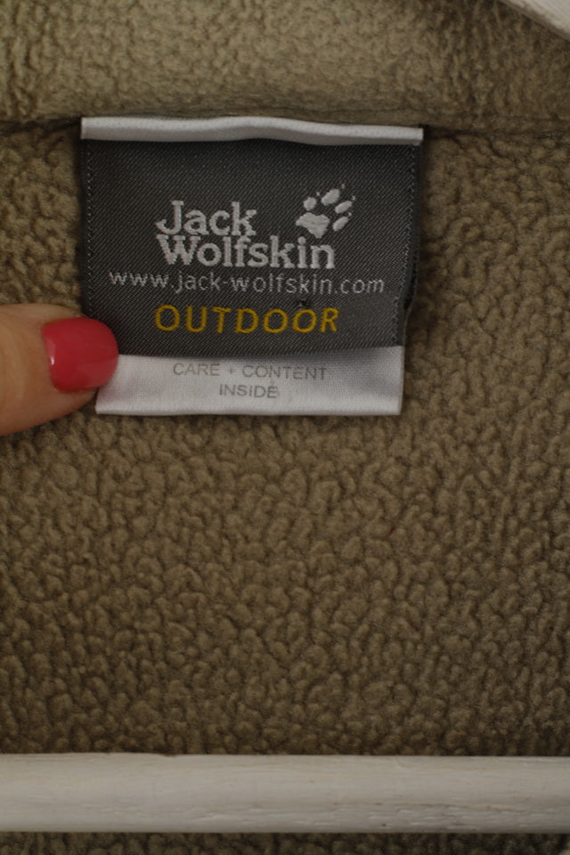 Jack Wolfskin Women 40 M Fleece Top Beige Zip Up Nanuk Hiking Jacket