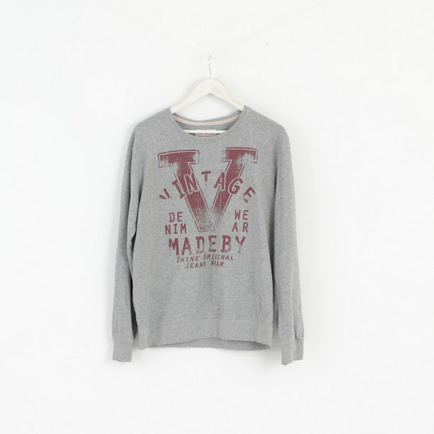 Shine Original M Sweatshirt Gris Coton Graphique Vintage Classique Haut