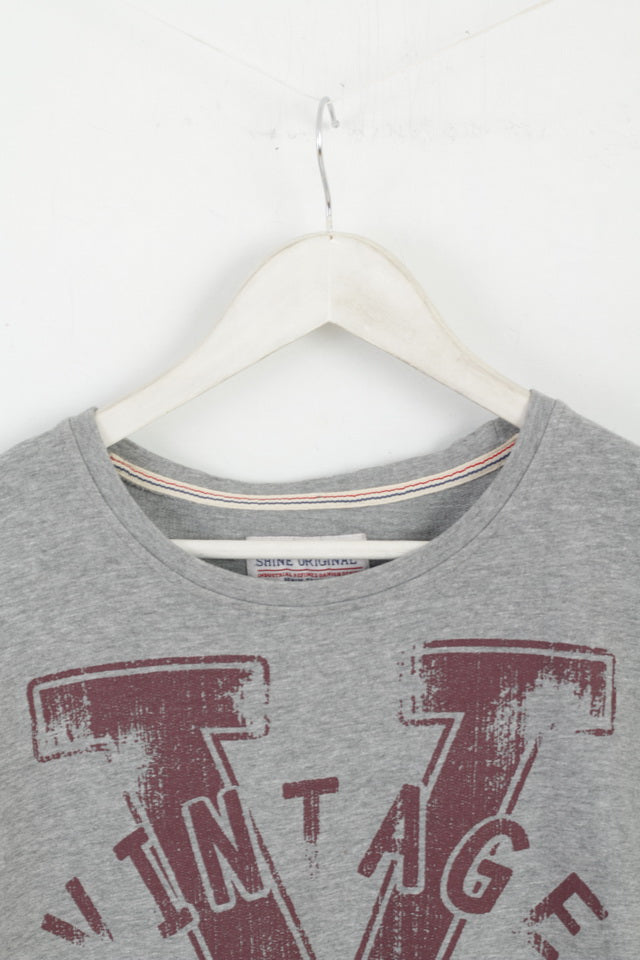 Shine Original M Sweatshirt Gris Coton Graphique Vintage Classique Haut