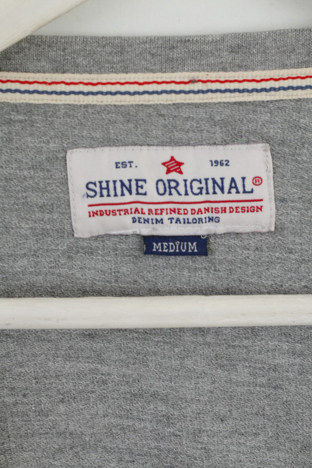 Shine Original Mens M Sweatshirt Grey Cotton Graphic Vintage Classic Top