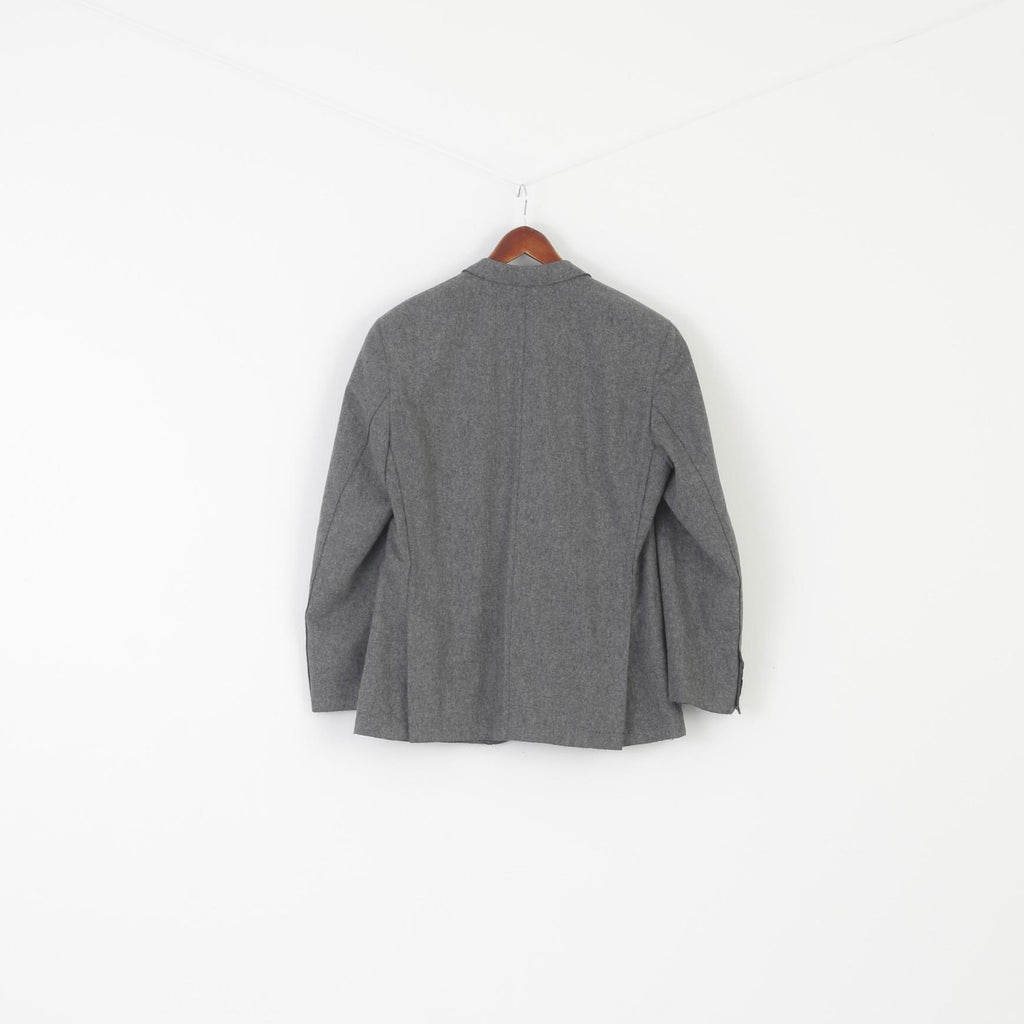 Yves Gererd Men 52 42 Blazer Gray Wool Nylon Blend Vintage Single Breasted Jacket