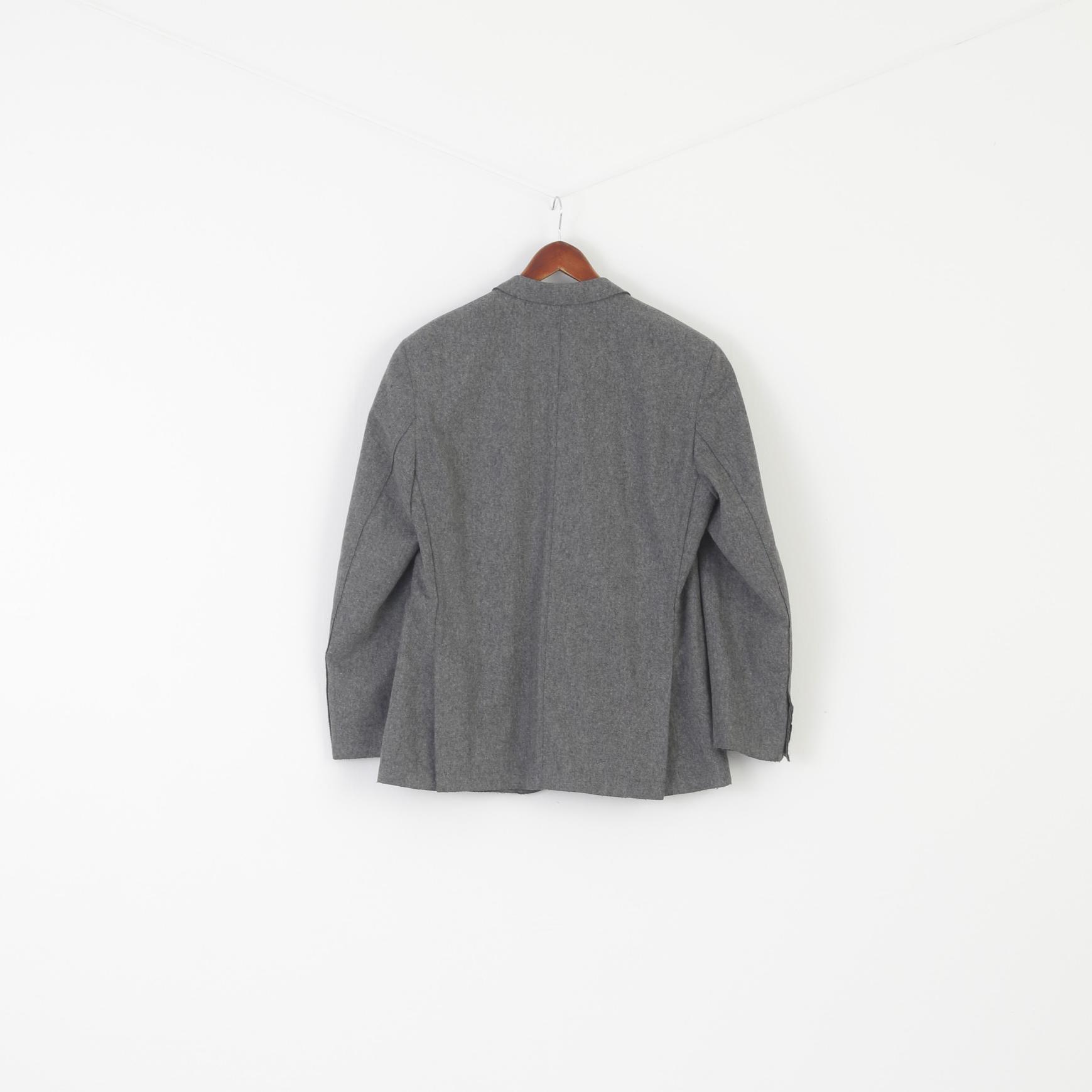 Yves Gererd Men 52 42 Blazer Gray Wool Nylon Blend Vintage Single Breasted Jacket