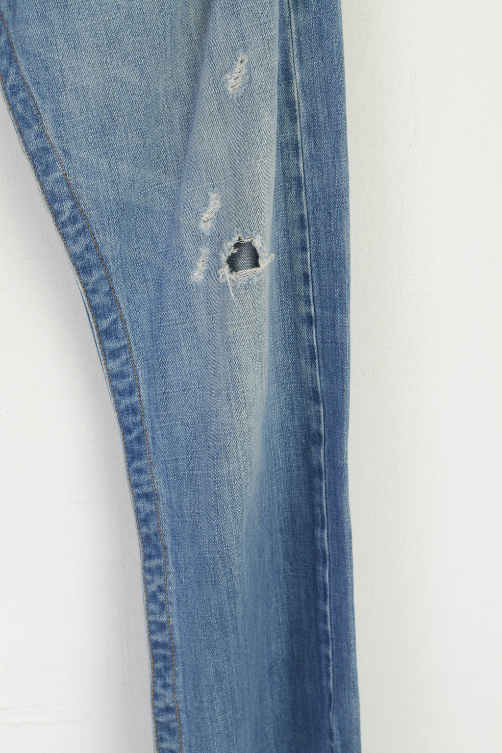 Replay Men 36 Trousers Blue Denim Cotton Straight  Ripped Jeans Pants