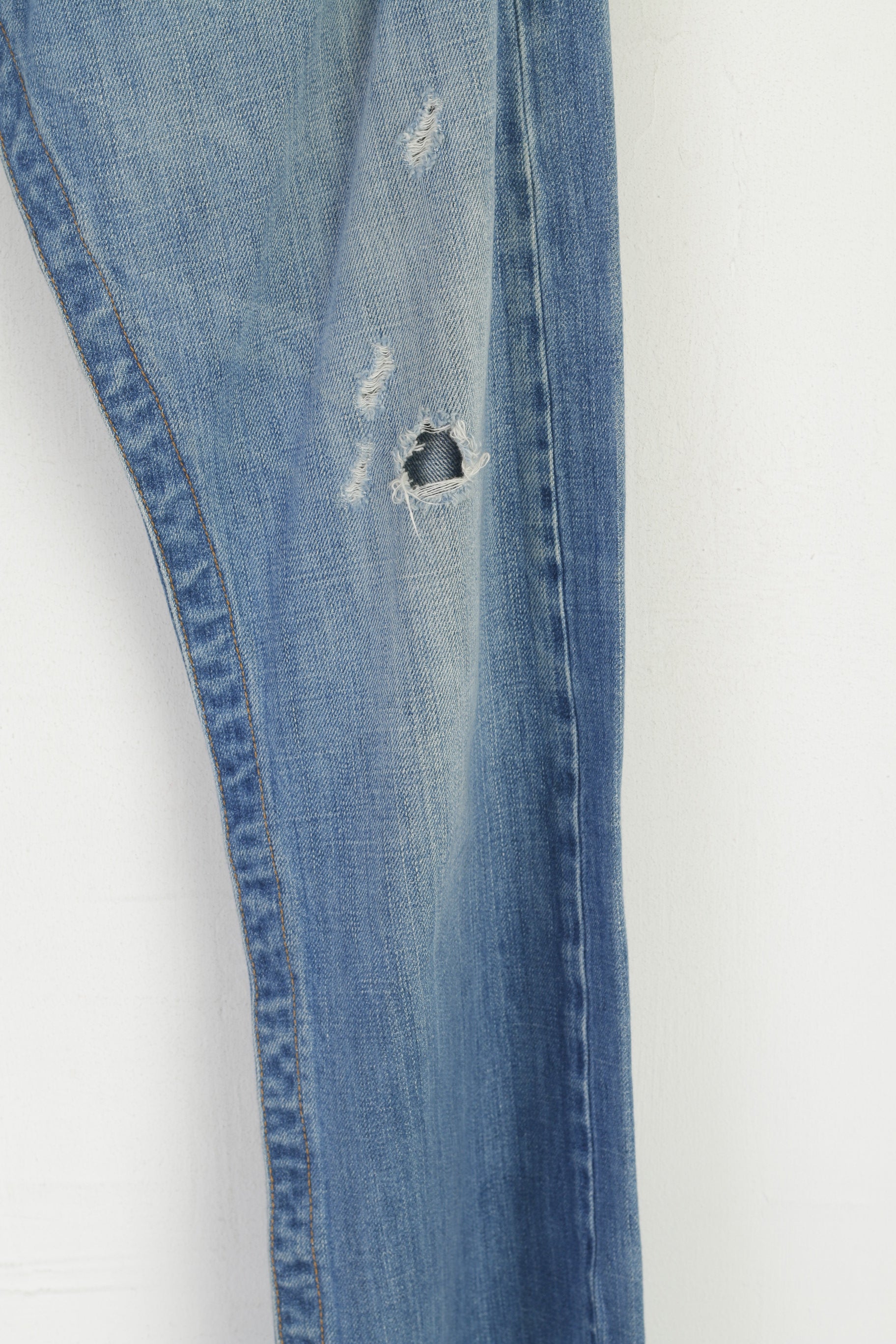 Replay Men 36 Trousers Blue Denim Cotton Straight  Ripped Jeans Pants