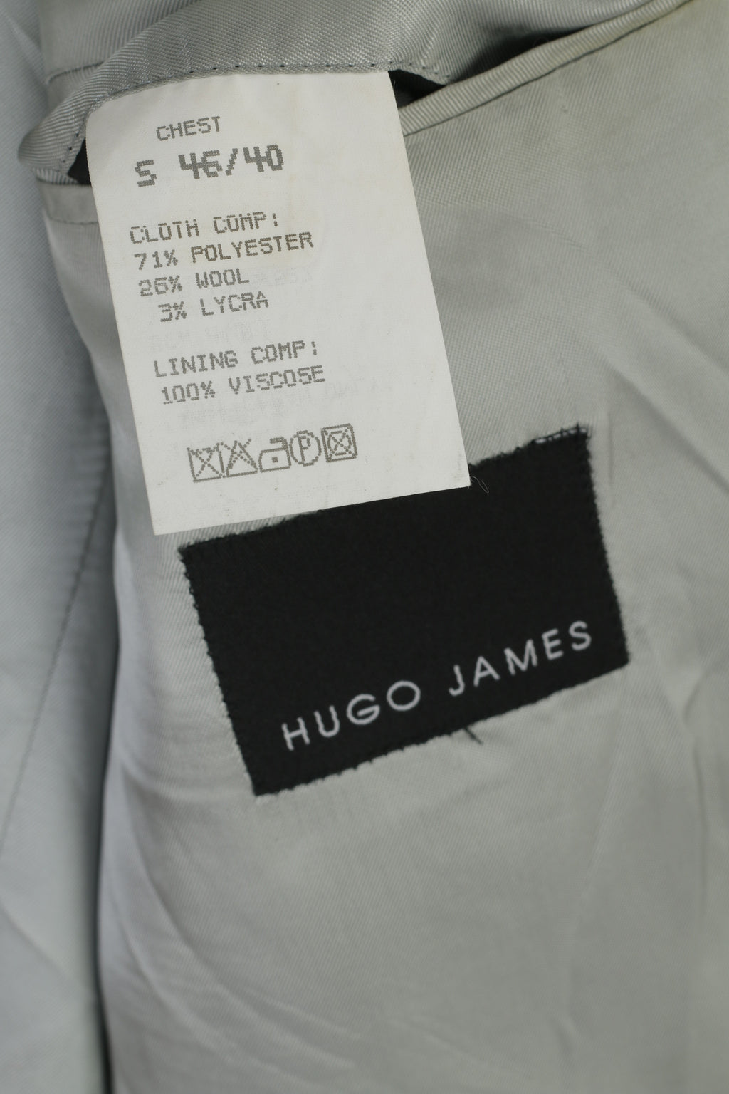 Hugo James Men 46 Blazer Black Striped Shiny Wool Blend Single Breasted Suit Top