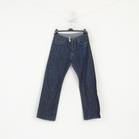 Ted Baker Jean Men 32 Trousers Navy Denim Cotton Straight Classic Pants