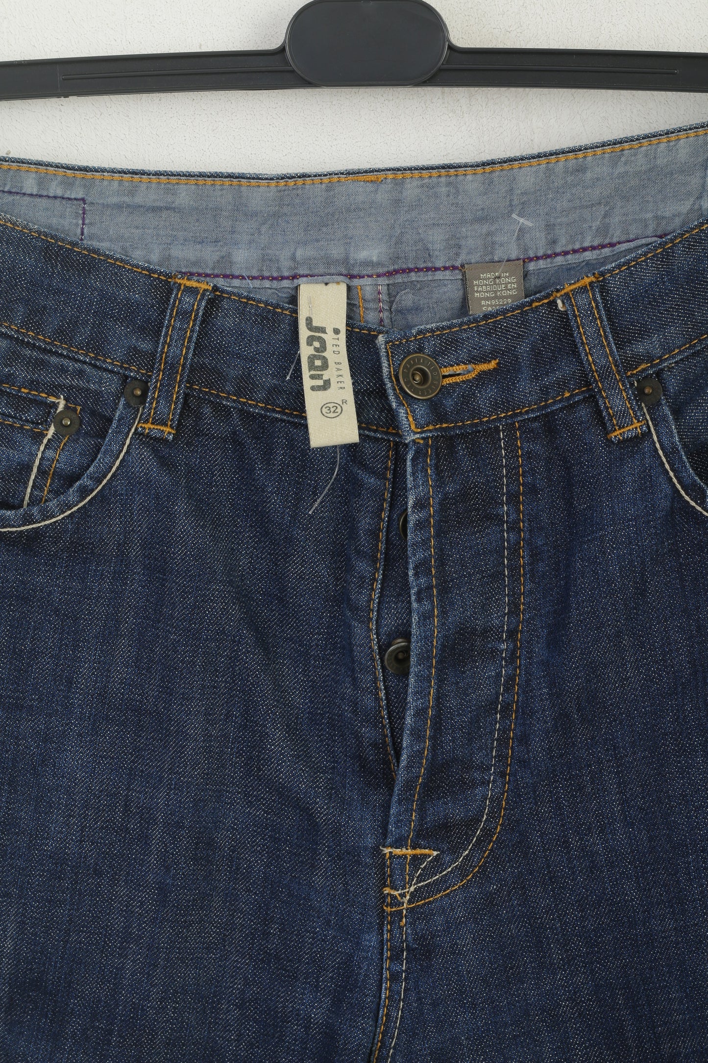 Pantaloni Ted Baker Jean Men 32 Pantaloni classici dritti in cotone denim blu