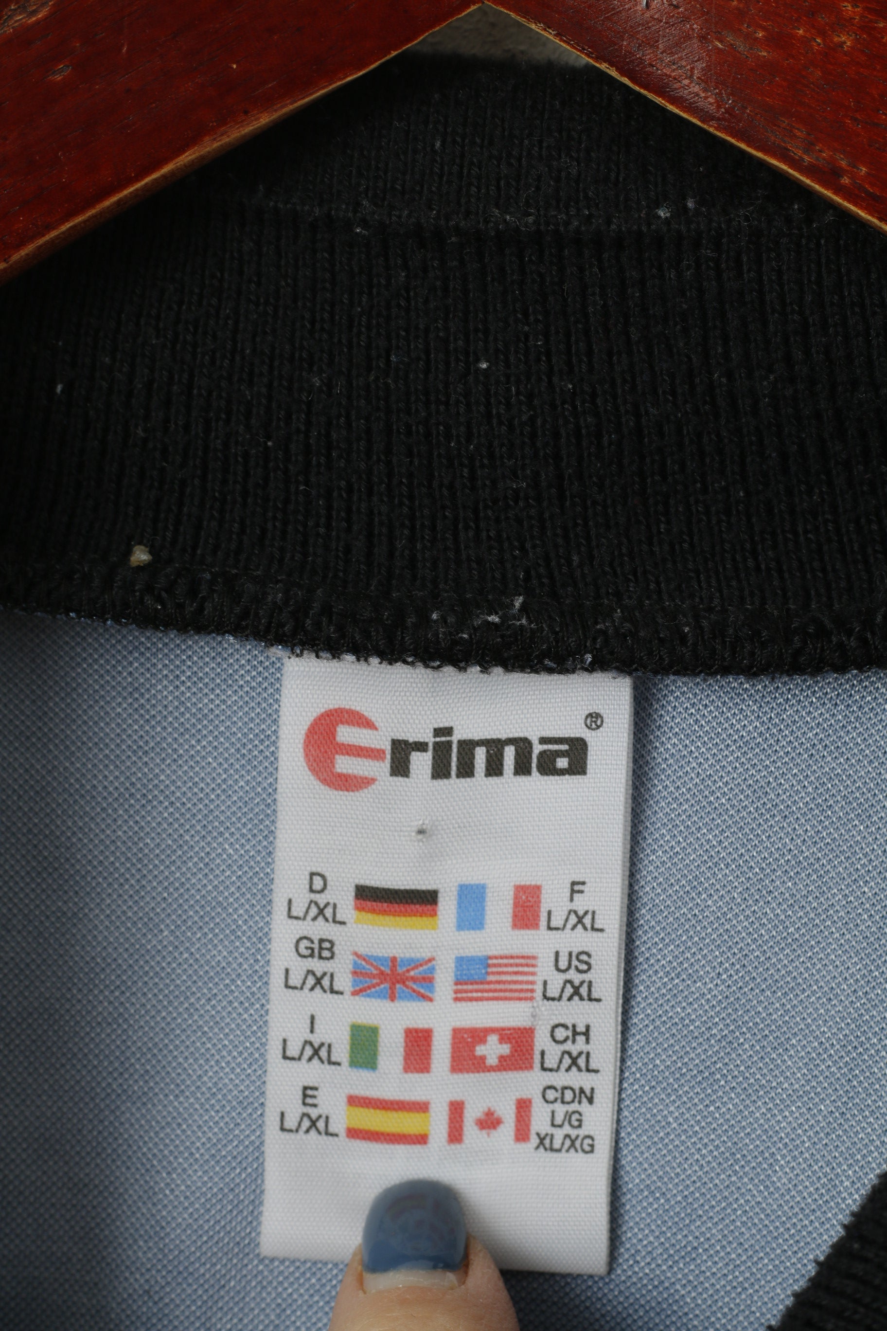 Erima Homme L/XL Polo Bleu Vintage Gardien Football Sport FKP #1 Haut