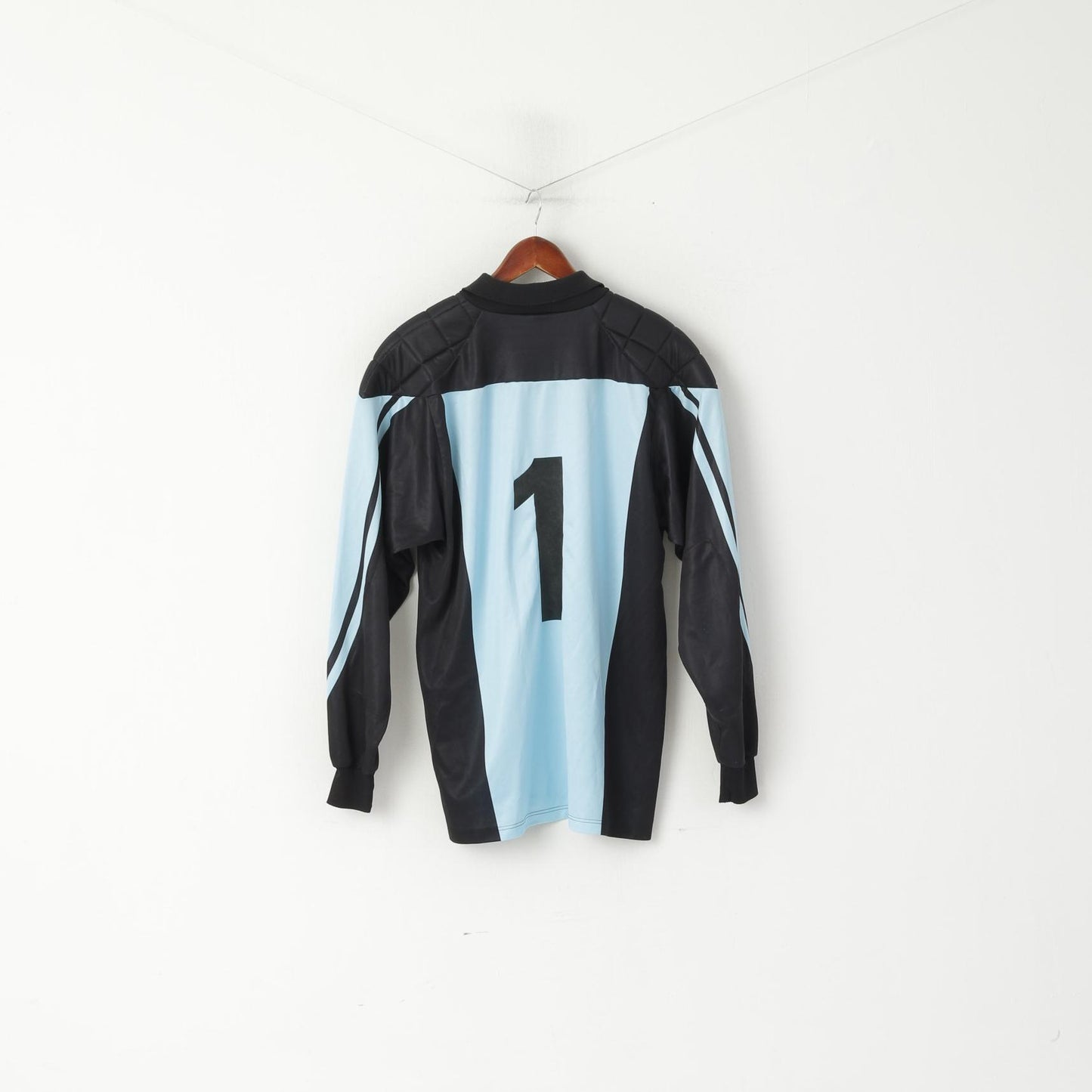 Erima Men L/XL Polo Shirt Blue Vintage Goalkeeper Football Sport FKP #1 Top