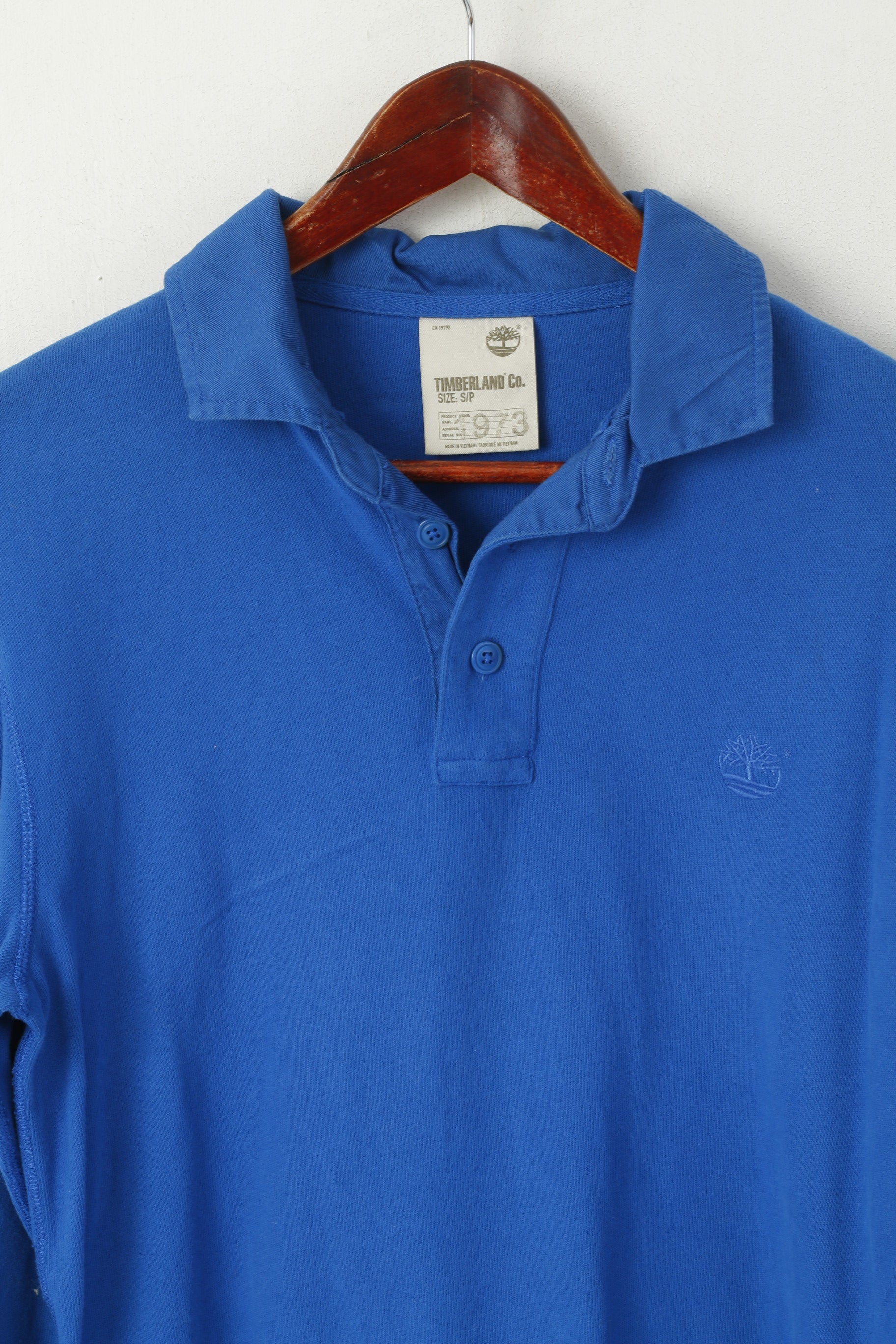 Timberland Men S Polo Shirt Blue Cotton Long Sleeve Stretch Plain Top