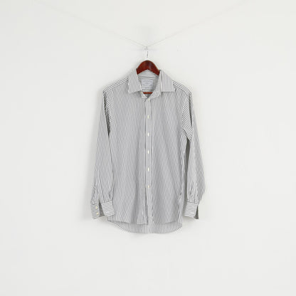 Charles Tyrwhitt Uomo 16 41 M Camicia casual Top a maniche lunghe slim fit in cotone a righe bianche e nere