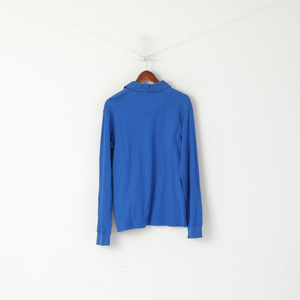 Timberland Men S Polo Shirt Blue Cotton Long Sleeve Stretch Plain Top