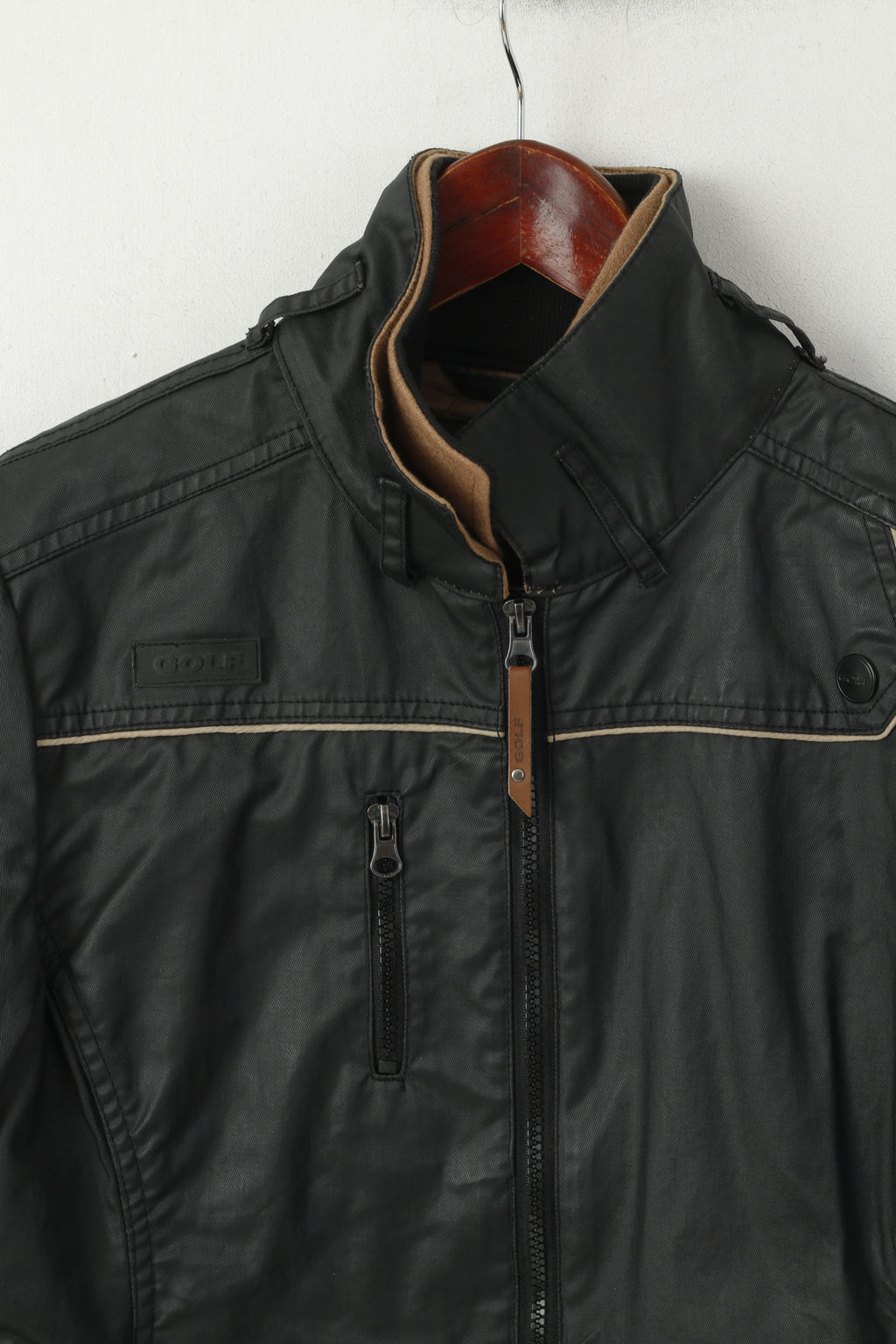 Volkswagen Women M Jacket Black Cotton Wax VW Golf Zip Up Remoable Lining Top