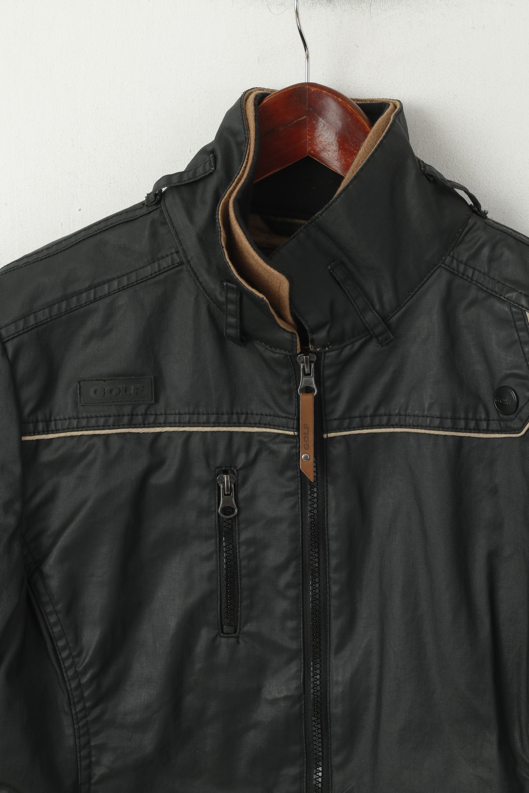 Volkswagen Women M Jacket Black Cotton Wax VW Golf Zip Up Remoable Lining Top