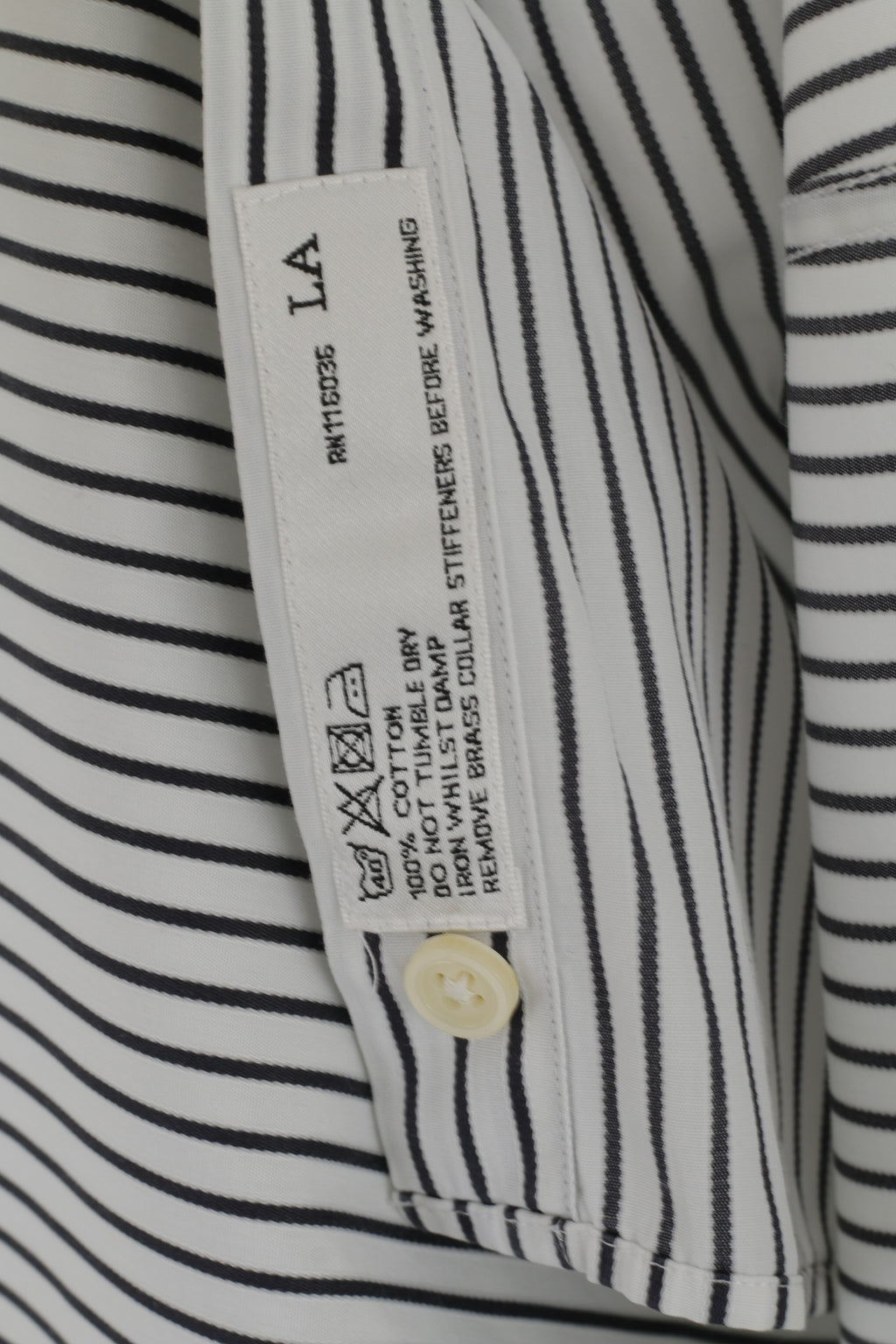 Charles Tyrwhitt Men 16 41 M Casual Shirt White Black Striped Cotton Slim Fit Long Sleeve Top