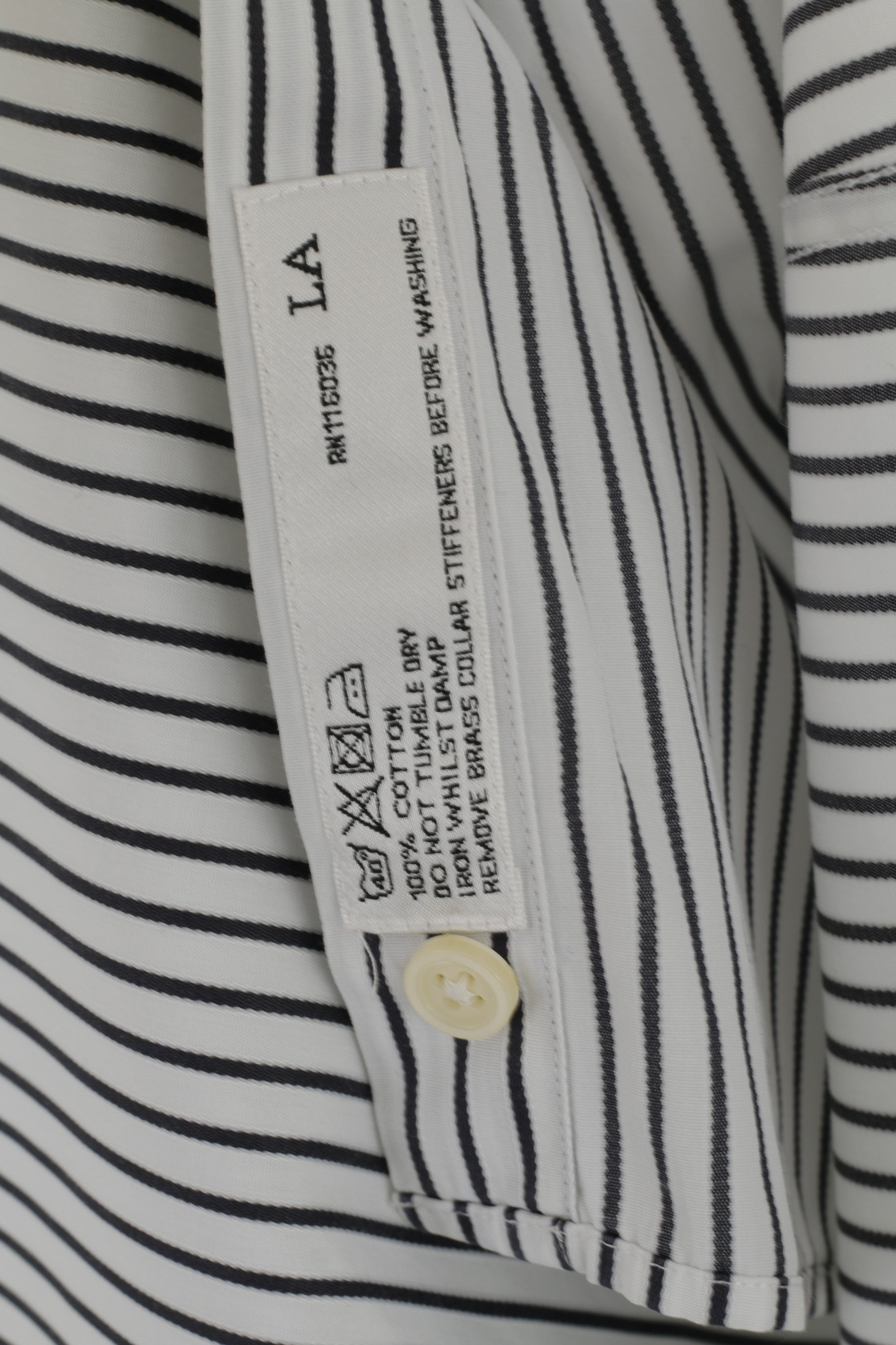 Charles Tyrwhitt Men 16 41 M Casual Shirt White Black Striped Cotton Slim Fit Long Sleeve Top