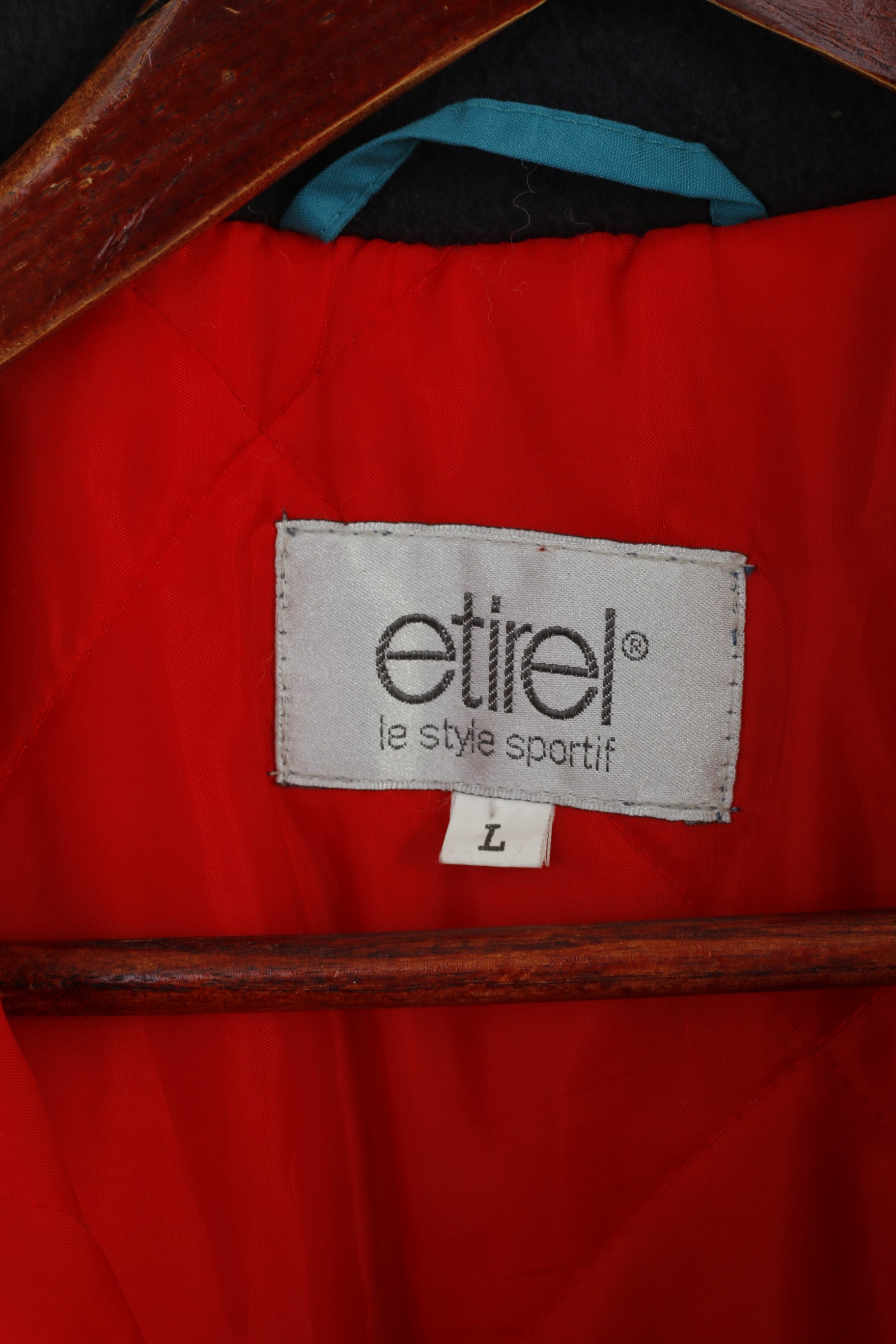 Etirel Hommes L Veste Marine Vert Vintage Rembourré Nylon Performance Full Zipper Parka