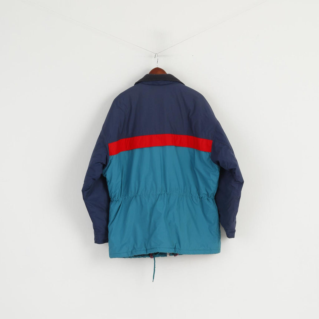 Etirel Men L Jacket Navy Green Vintage Padded Nylon Performance Full Zipper Parka