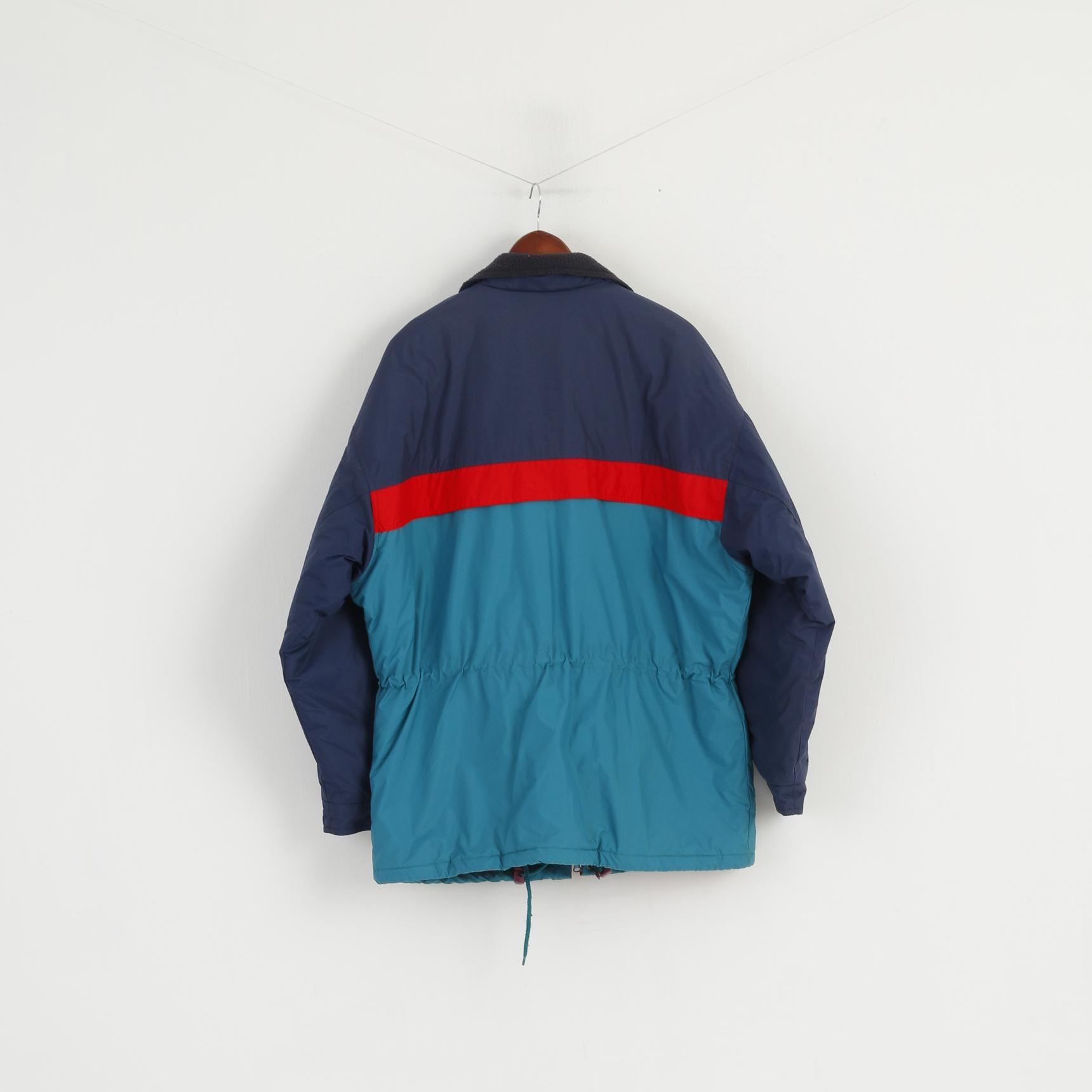 Etirel Men L Jacket Navy Green Vintage Padded Nylon Performance Full Zipper Parka