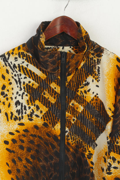 vintage Femmes XL Bomber Jacket Brown Animal Print Panther Sport Full Zip Top