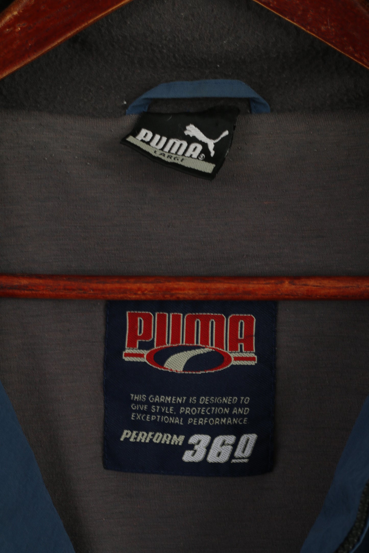 Puma Men L Jacket Blue Nylon Perform 360 Full Zipper Vintage Casual Top