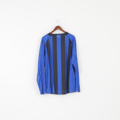 New Bukta Men XL Long Sleeved Shirt Blue Striped Sportswear Football Jersey Top