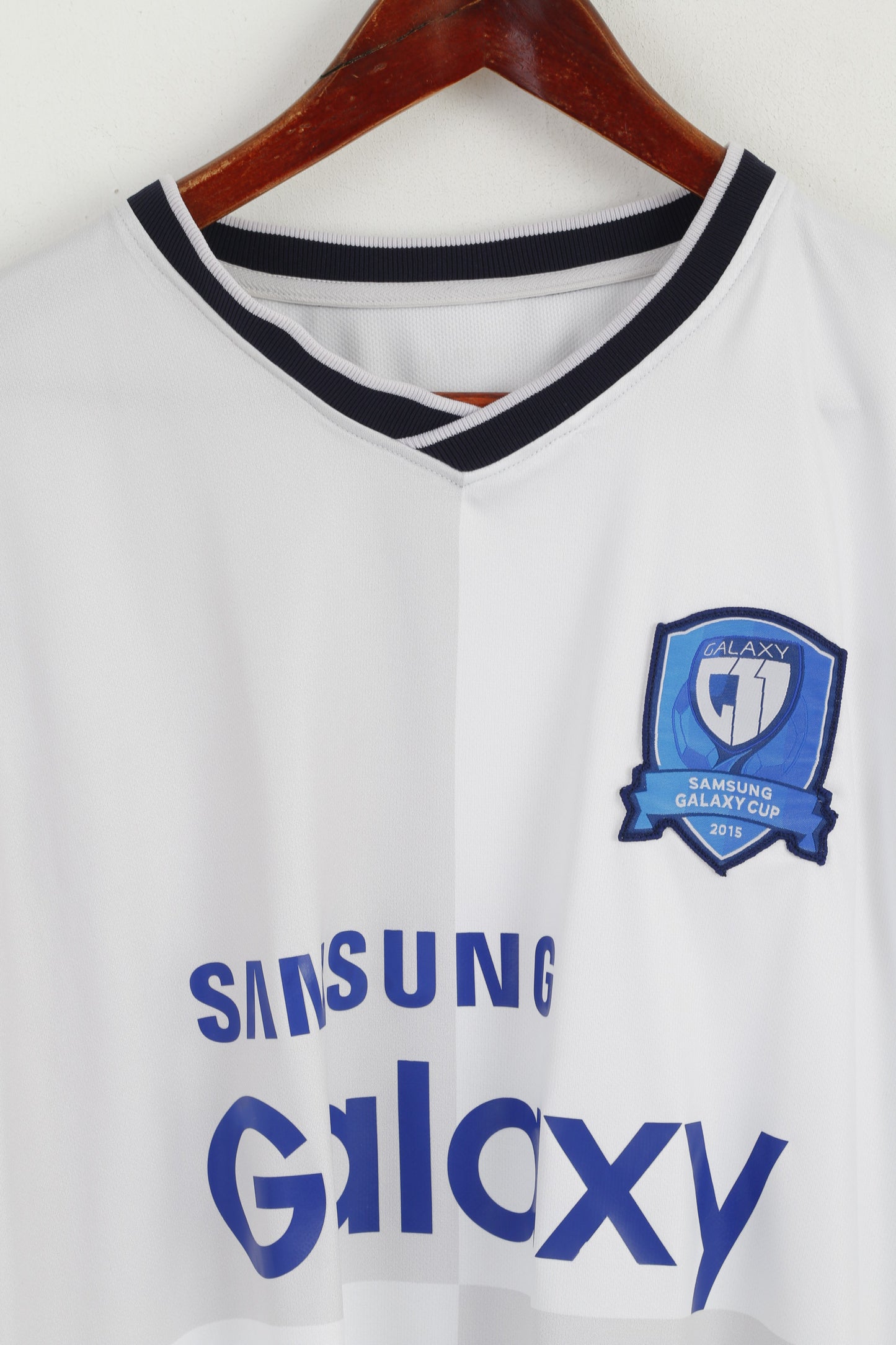 Maglia Samsung da uomo M bianca lucida Samsung Galaxy Cup 2015 Sport Jersey Top