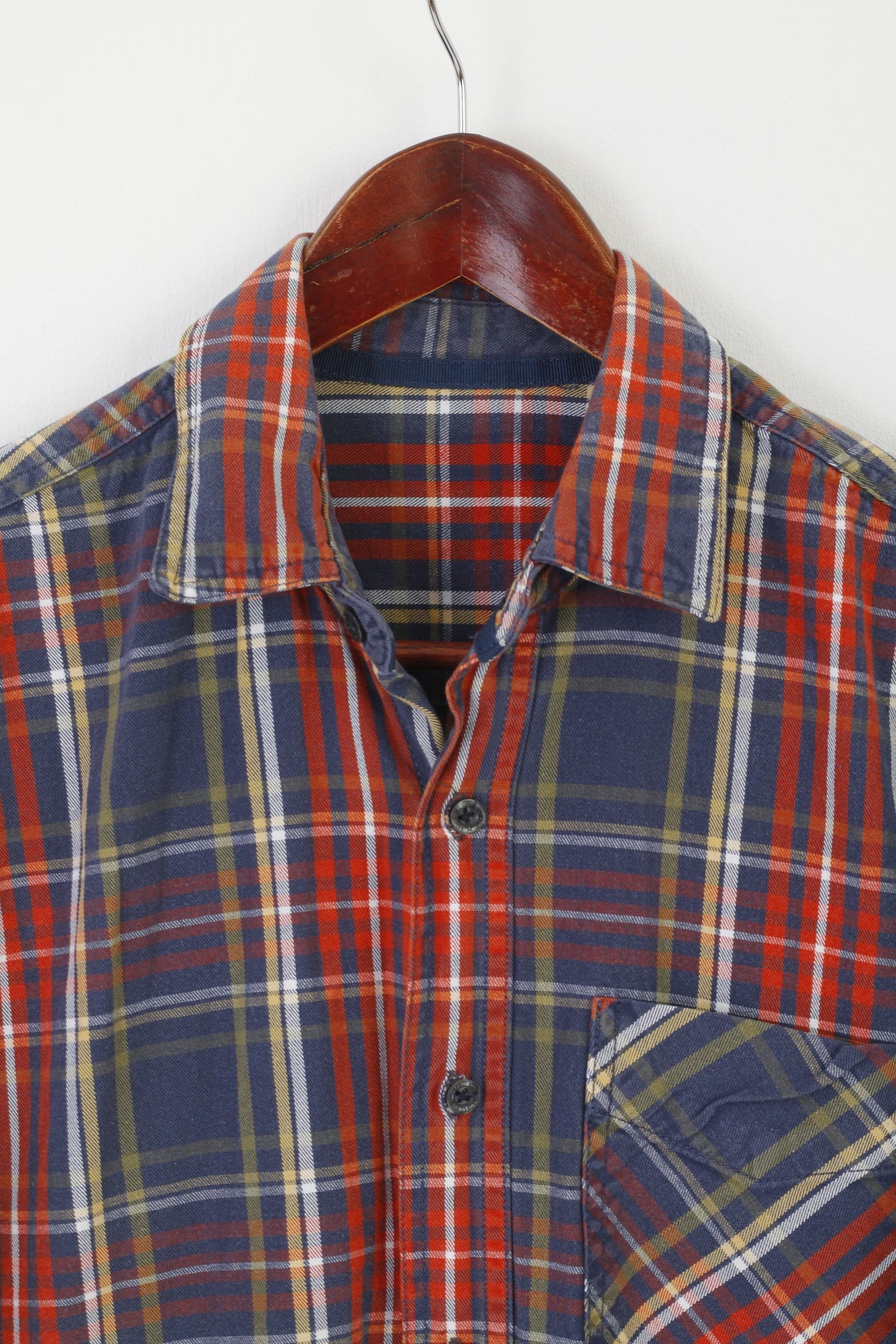 Cotton Traders Men S Casual Shirt Red Blue Check Rust Cotton Long Sleeve Top