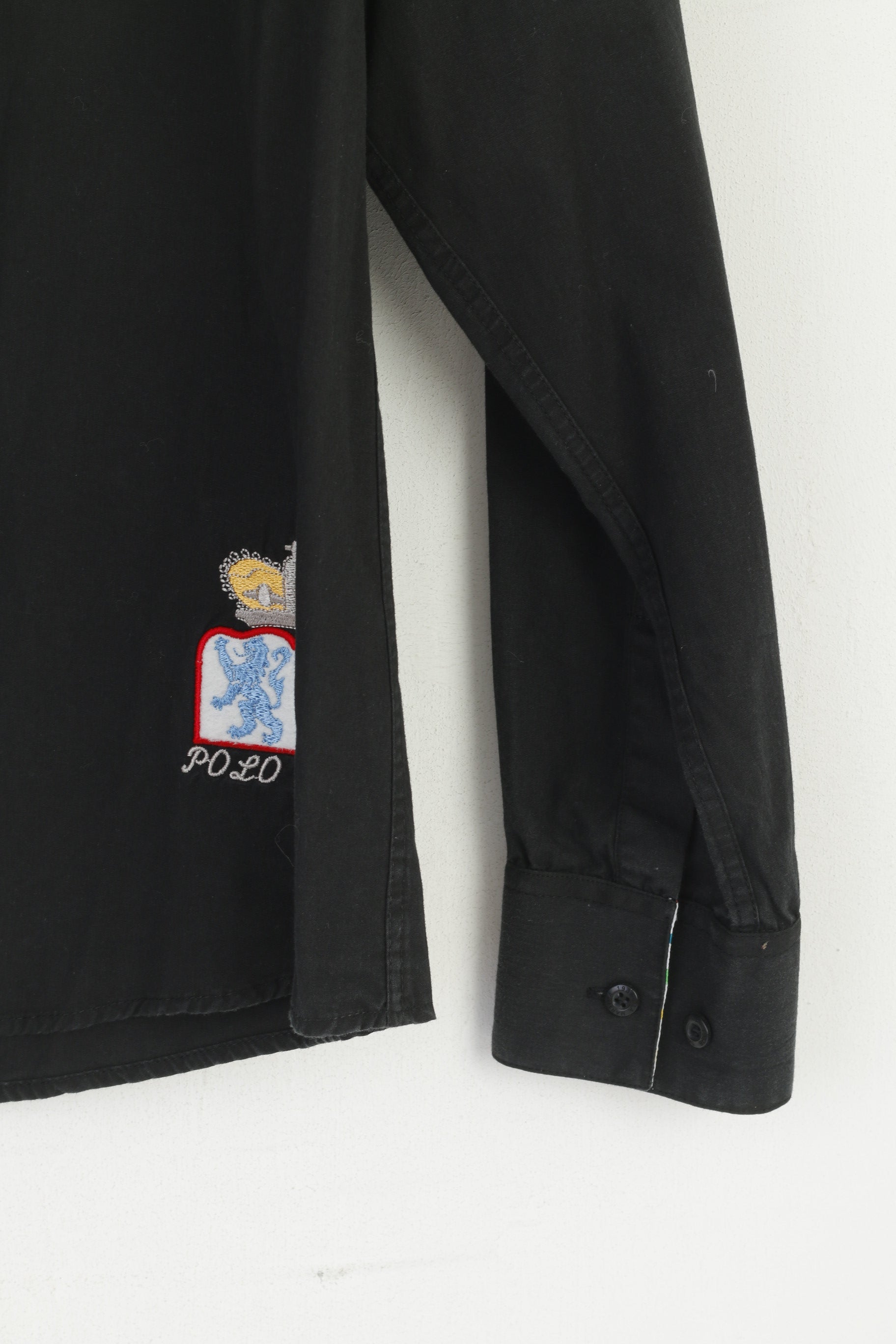 La Martina Men XL (L) Casual Shirt Black Cotton Polo Argentino Long Sleeve Top
