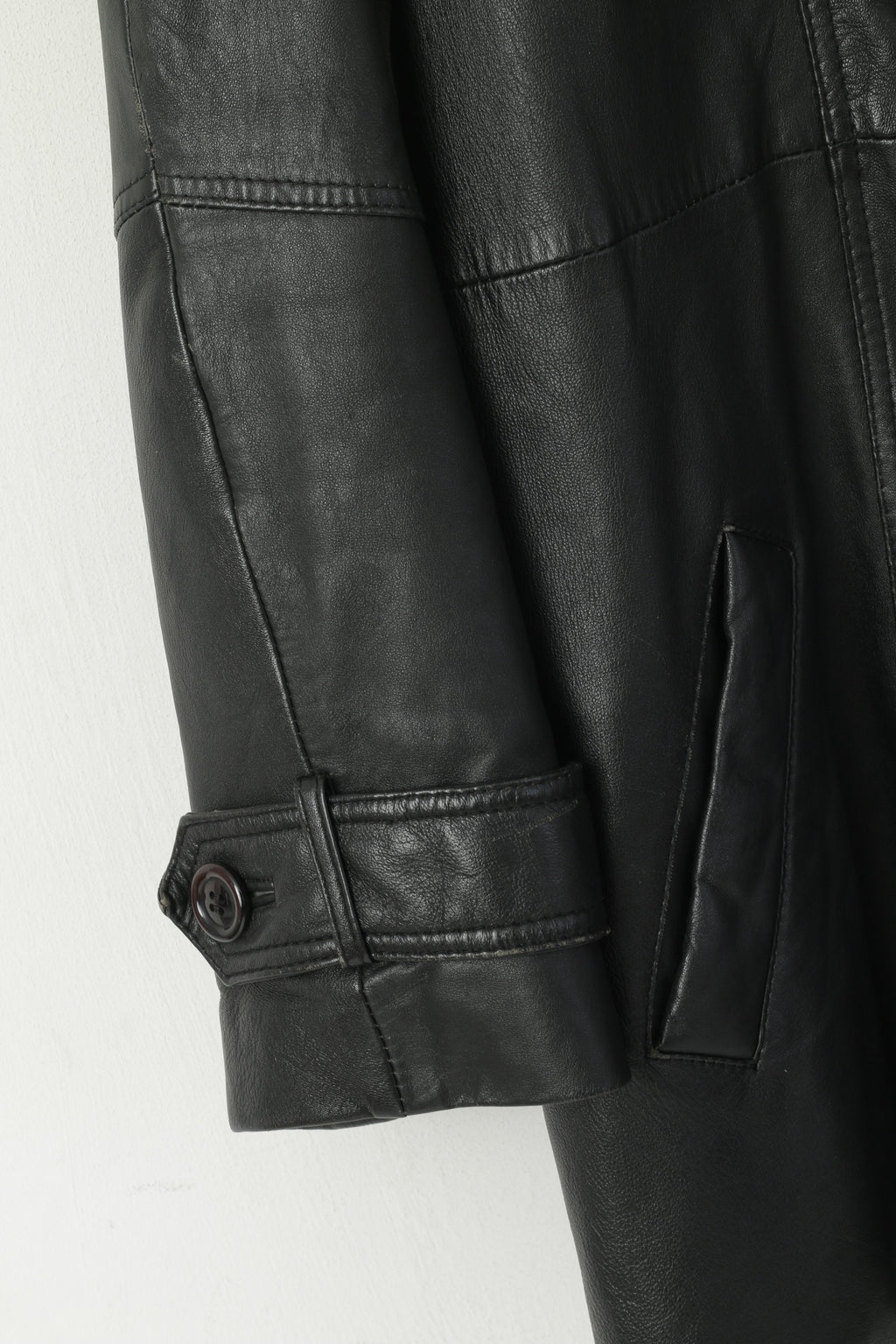 Regio Femmes 14 XL Veste Cuir Noir Premier Wear Manteau vintage à double boutonnage