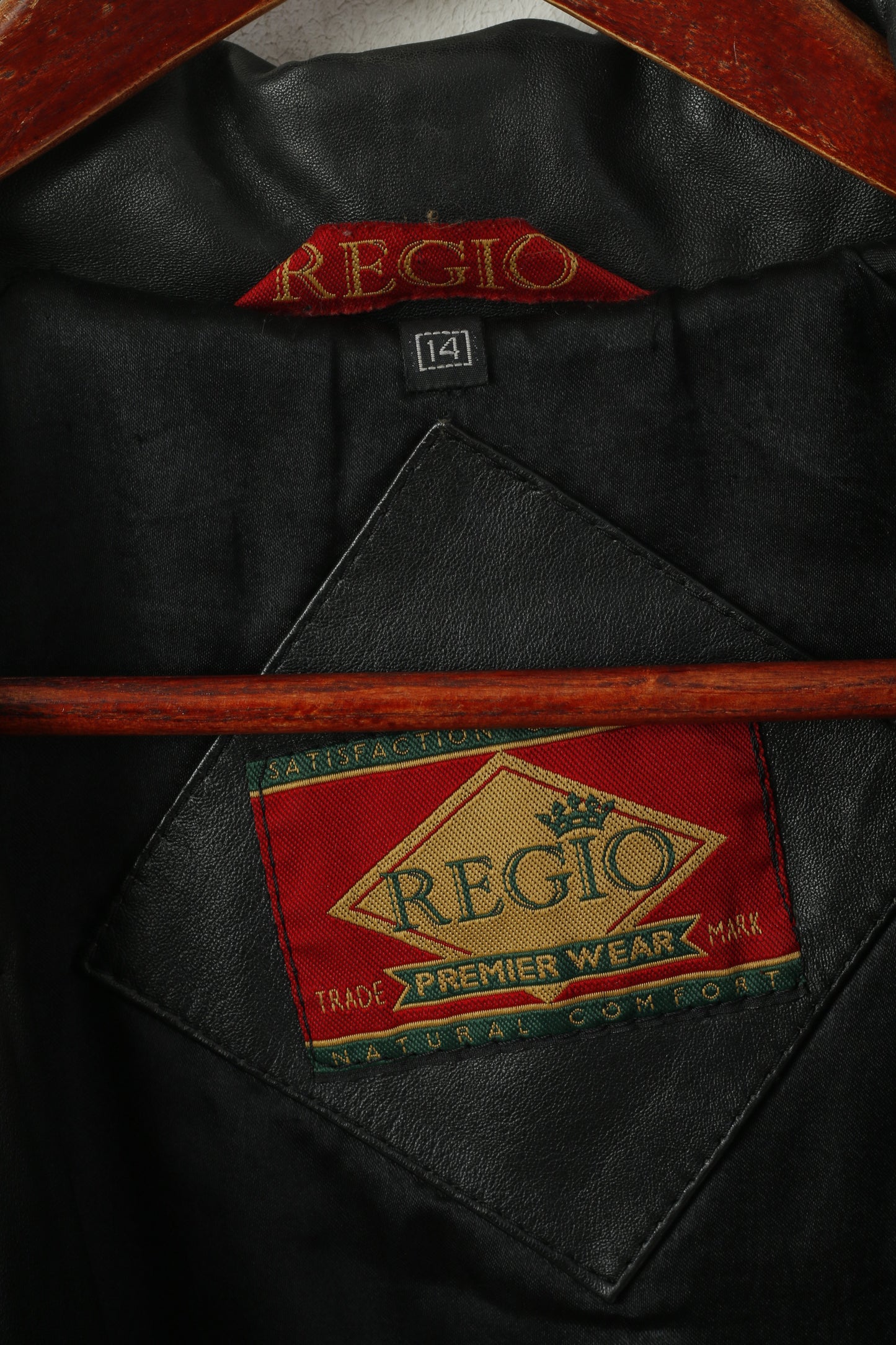 Regio Women 14 XL Jacket Black Leather Premier Wear Double Breasted Vintage Coat