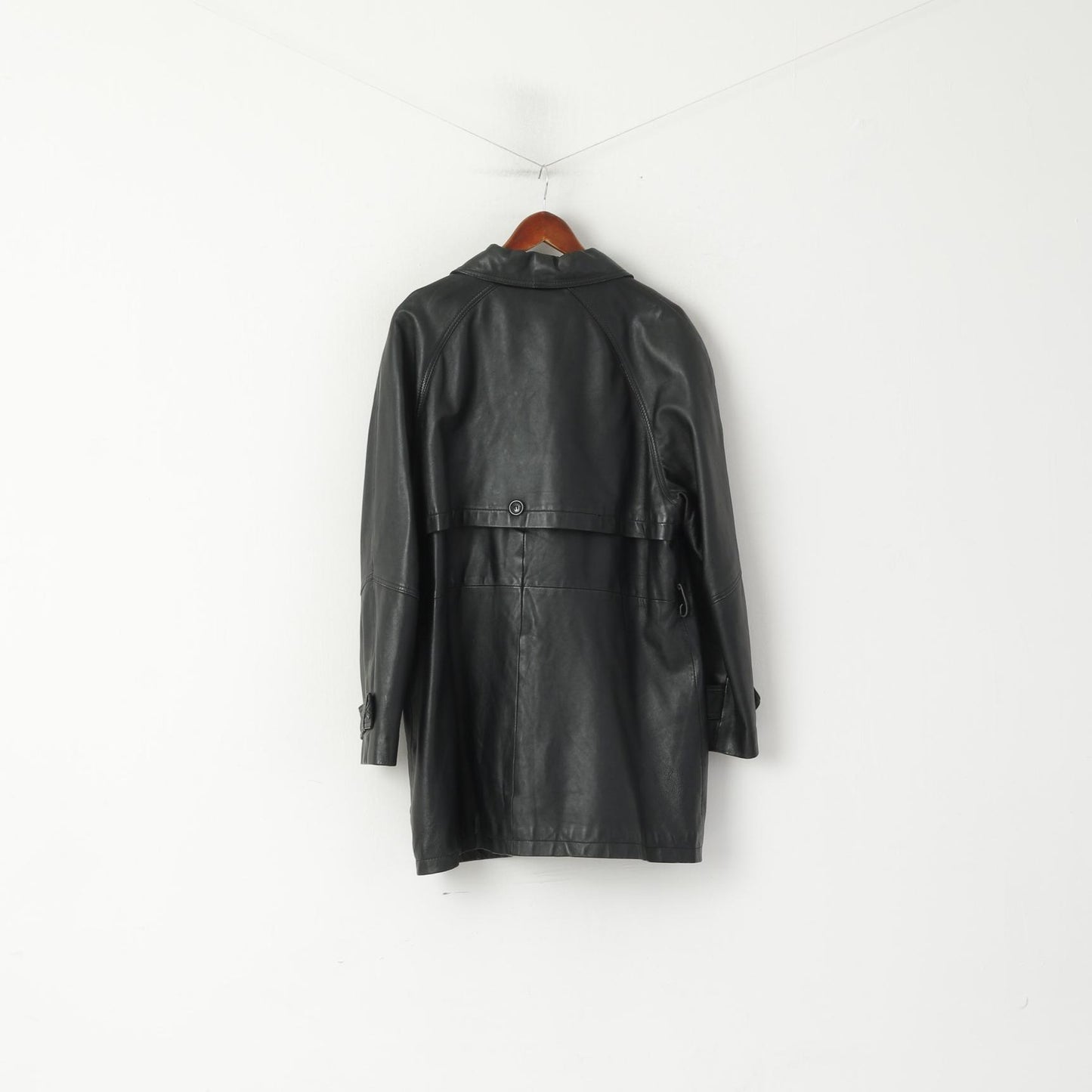 Giacca Regio da donna 14 XL Cappotto vintage doppiopetto in pelle nera Premier Wear