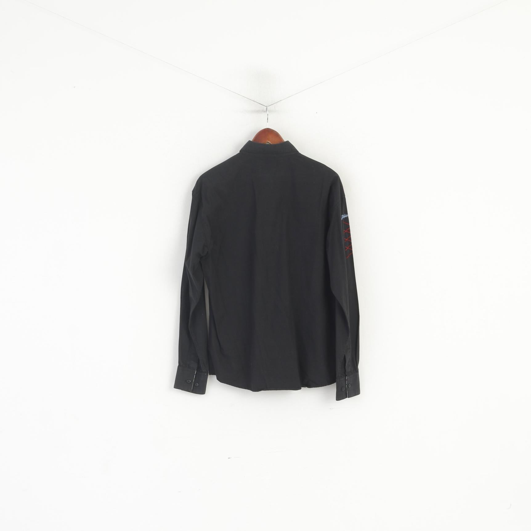 La Martina Men XL (L) Casual Shirt Black Cotton Polo Argentino Long Sleeve Top