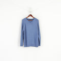 James Pringle Men L Jumper Blue Knitted V Neck Plain Classic Sweater
