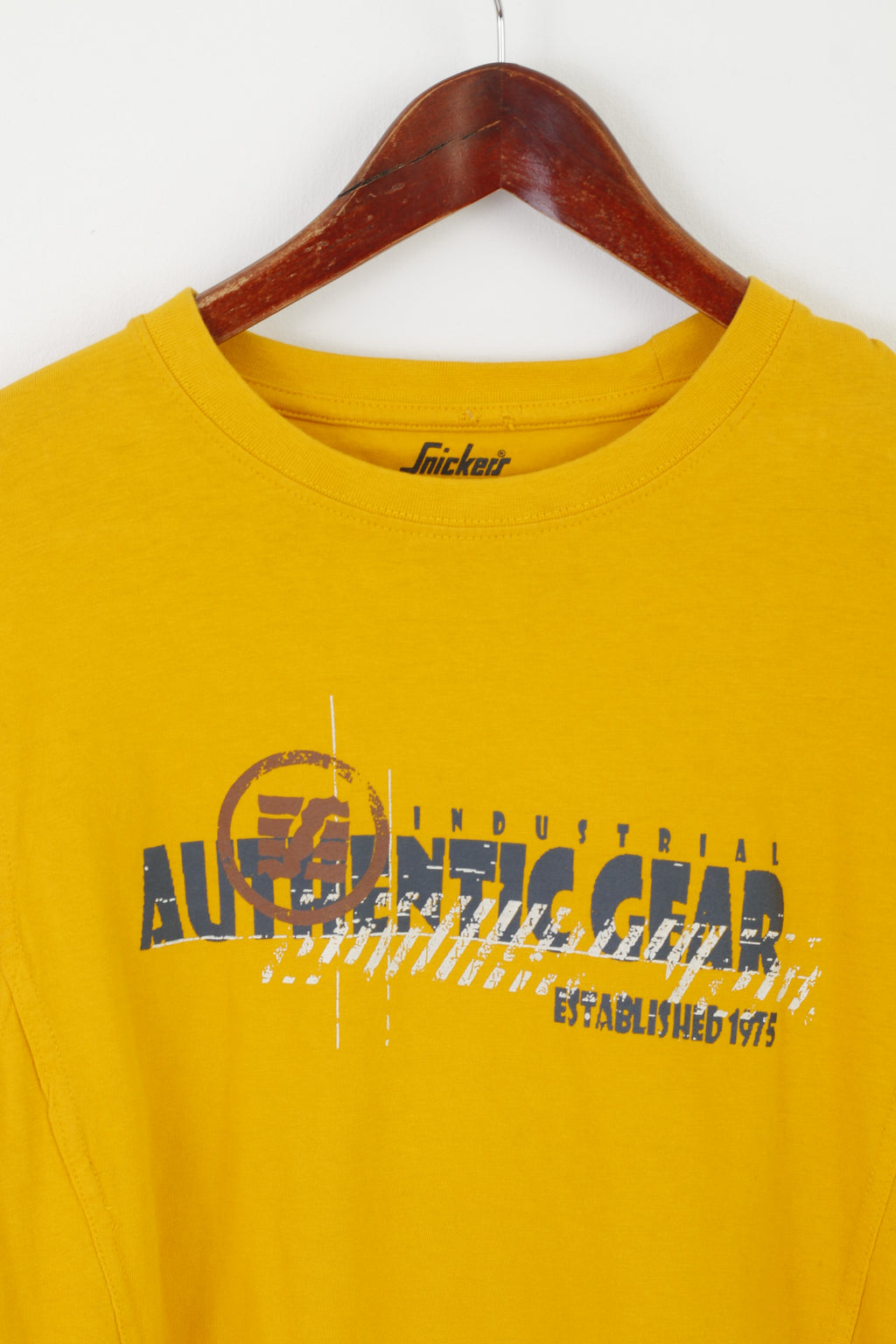 Snickers Workwear Uomo Maglietta a L Top girocollo industriale vintage in cotone giallo