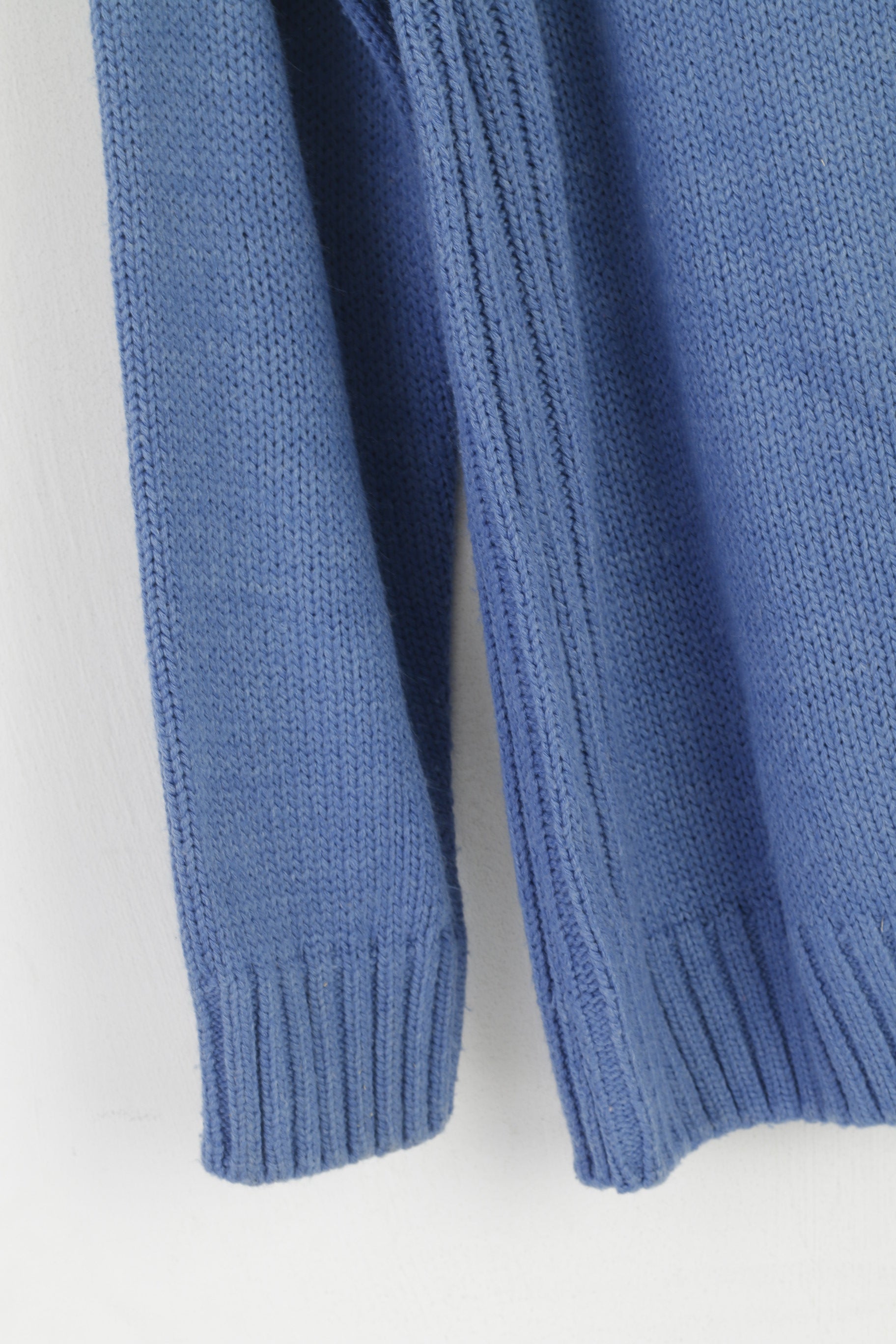 James Pringle Men L Jumper Blue Knitted V Neck Plain Classic Sweater