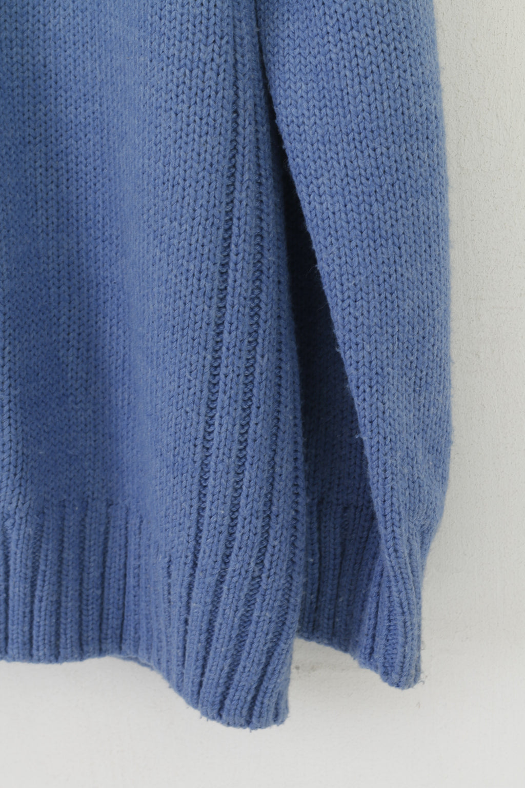 James Pringle Men L Jumper Blue Knitted V Neck Plain Classic Sweater