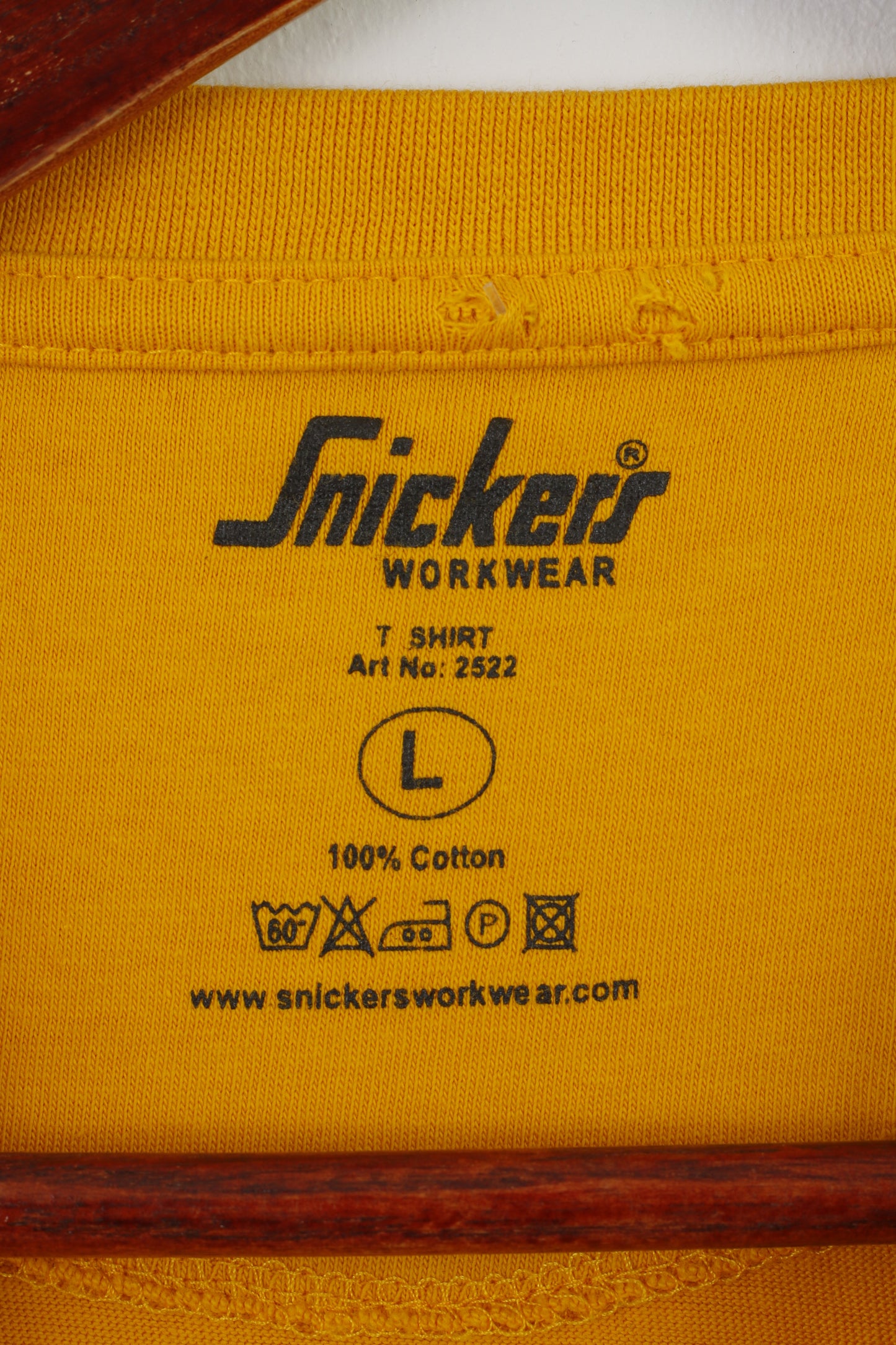 Snickers Workwear Hommes L Chemise Jaune Coton Vintage Industriel Col Rond Haut