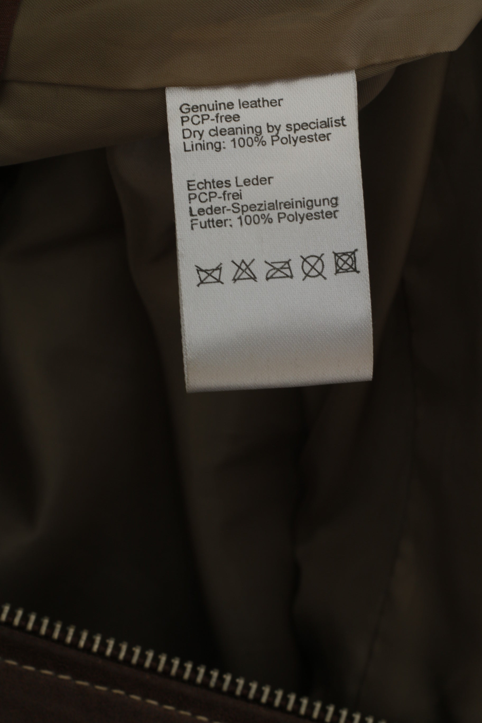 Jilani Collection Veste en cuir marron pour homme 48 M avec fermeture éclair complète et poches décontractées