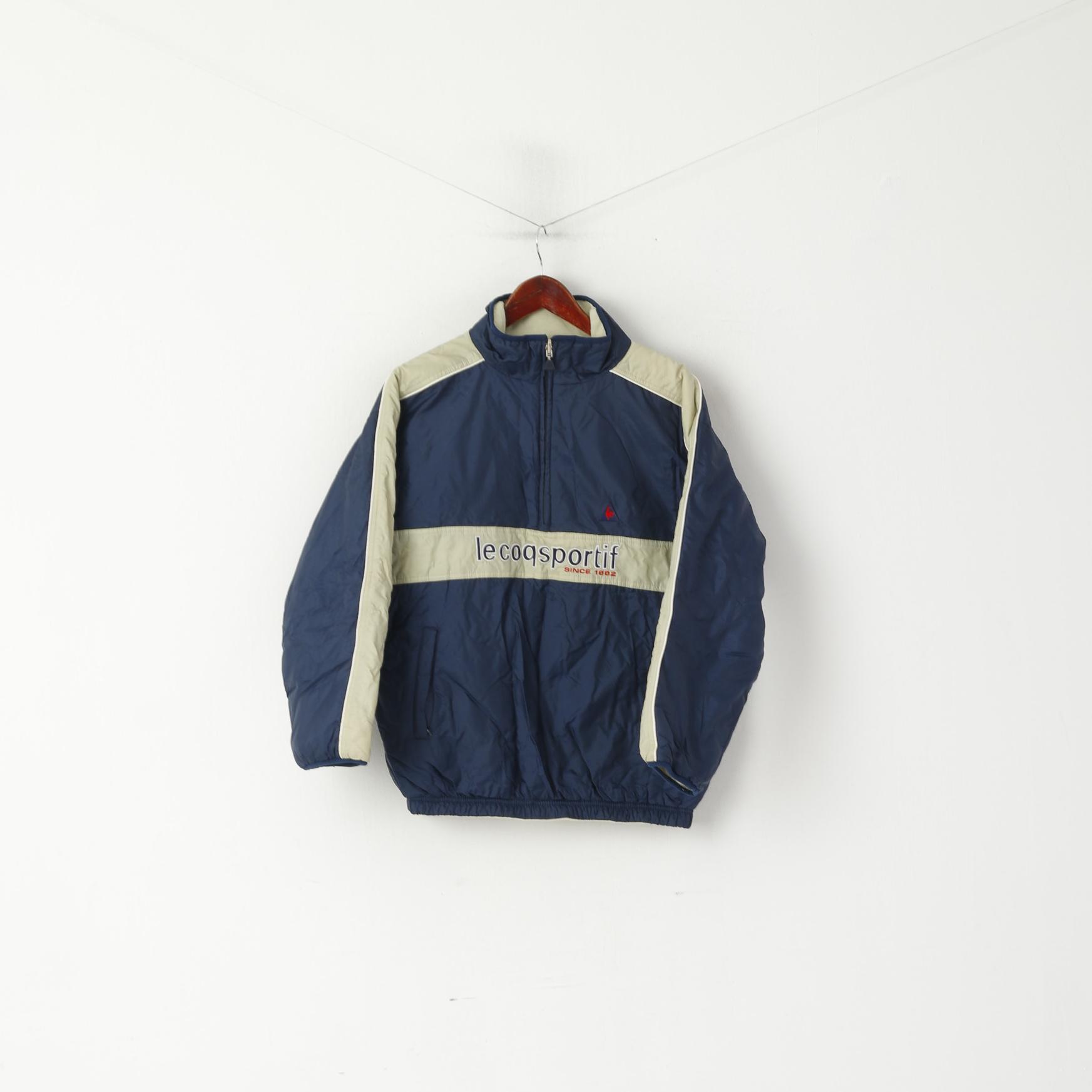 Le Coq Sportif Veste pull pour garçon M 10 ans Bleu marine Double face en polaire avec col zippé