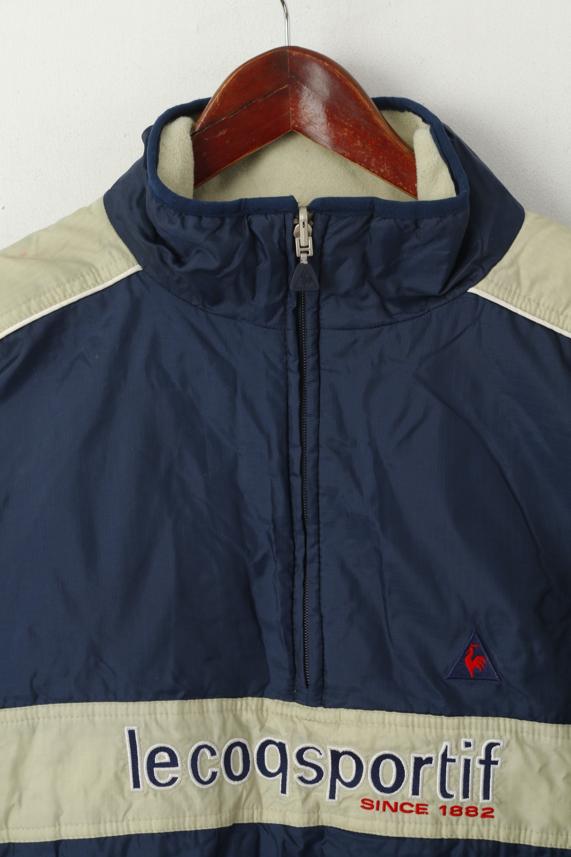 Le Coq Sportif Boys M 10 Age Pullover Jacket Navy Double Sided Fleece Retrospect Clothes