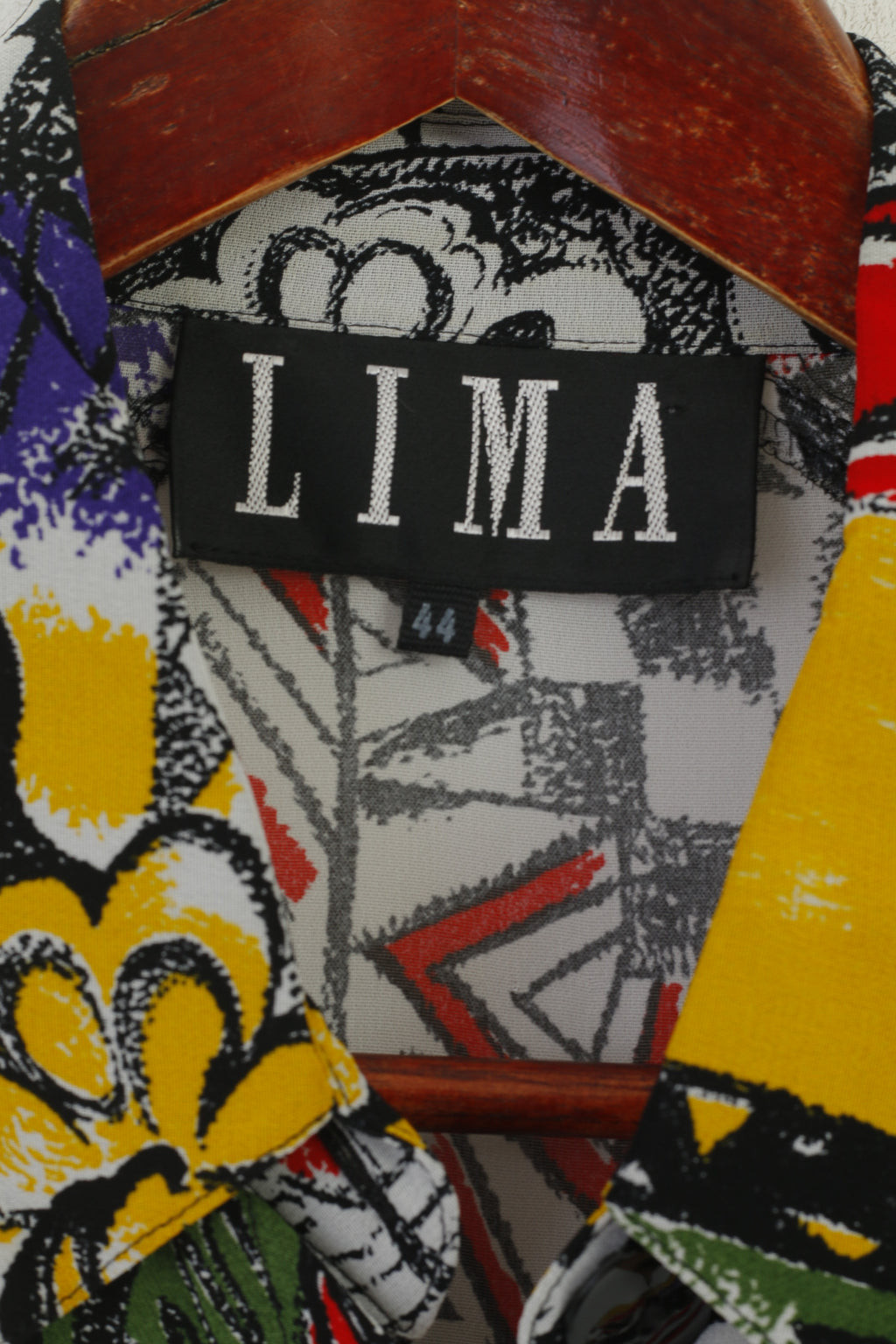 Lima Women 44 XL Casual Shirt Multicolour Abstract Vintage Transparent Short Sleeve Top