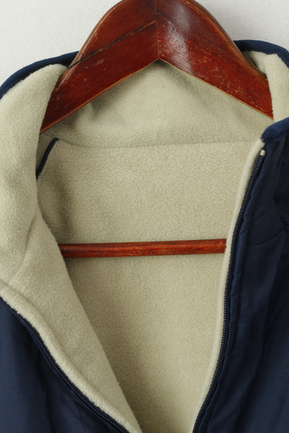 Le Coq Sportif Boys M 10 Age Pullover Jacket Navy Double Sided Fleece Zip Neck Top