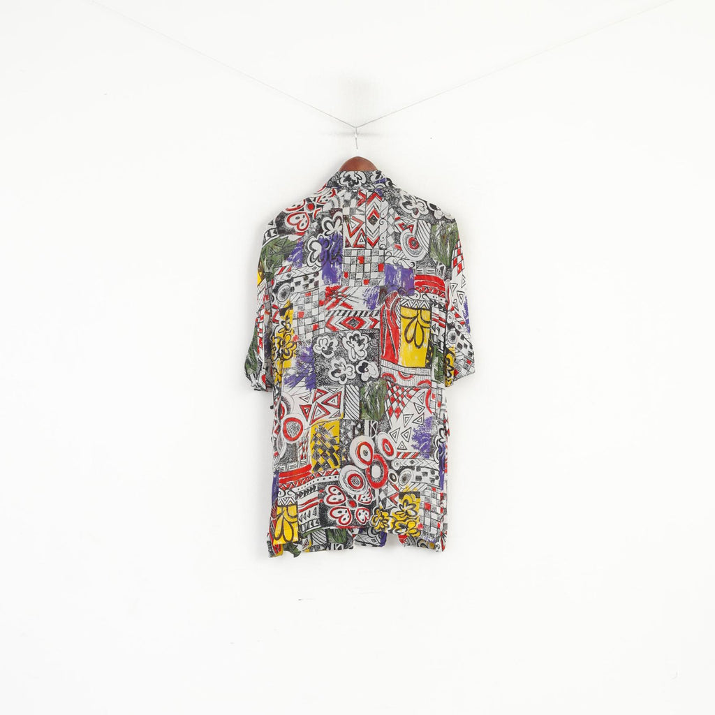 Lima Women 44 XL Casual Shirt Multicolour Abstract Vintage Transparent Short Sleeve Top
